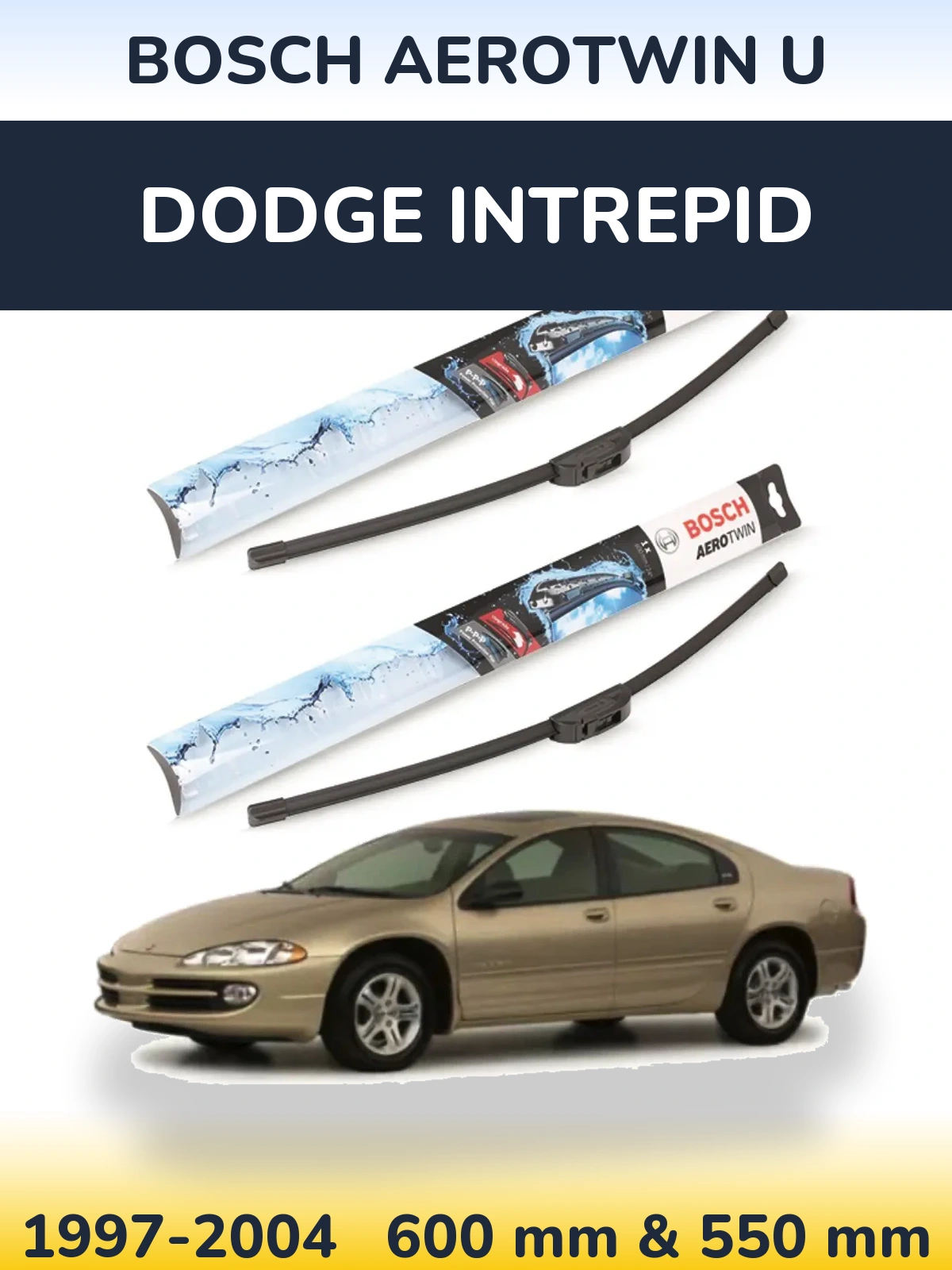 Комплект передніх щіток BOSCH AeroTwin U 600 & 550 мм для Dodge Intrepid 1997-2004