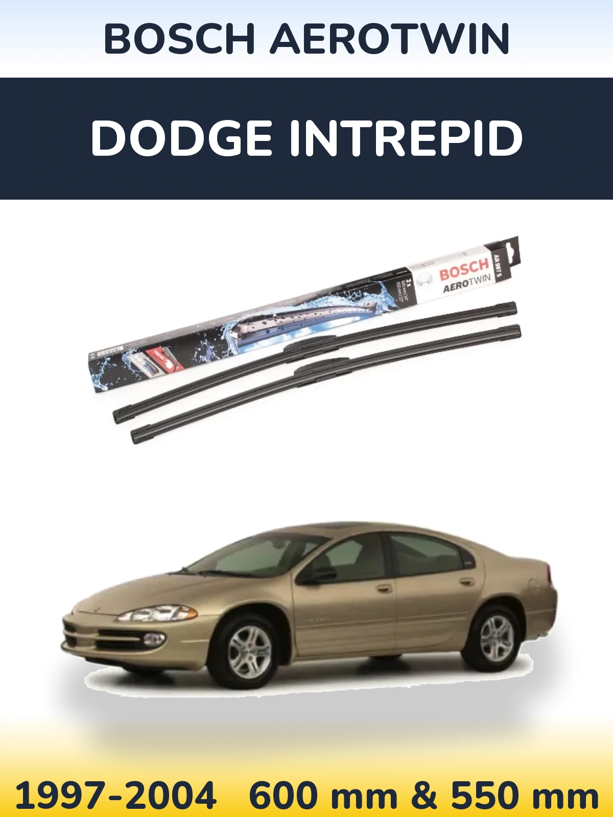 Front wiper blade set BOSCH AeroTwin 600 & 550 mm for Dodge Intrepid 1997-2004