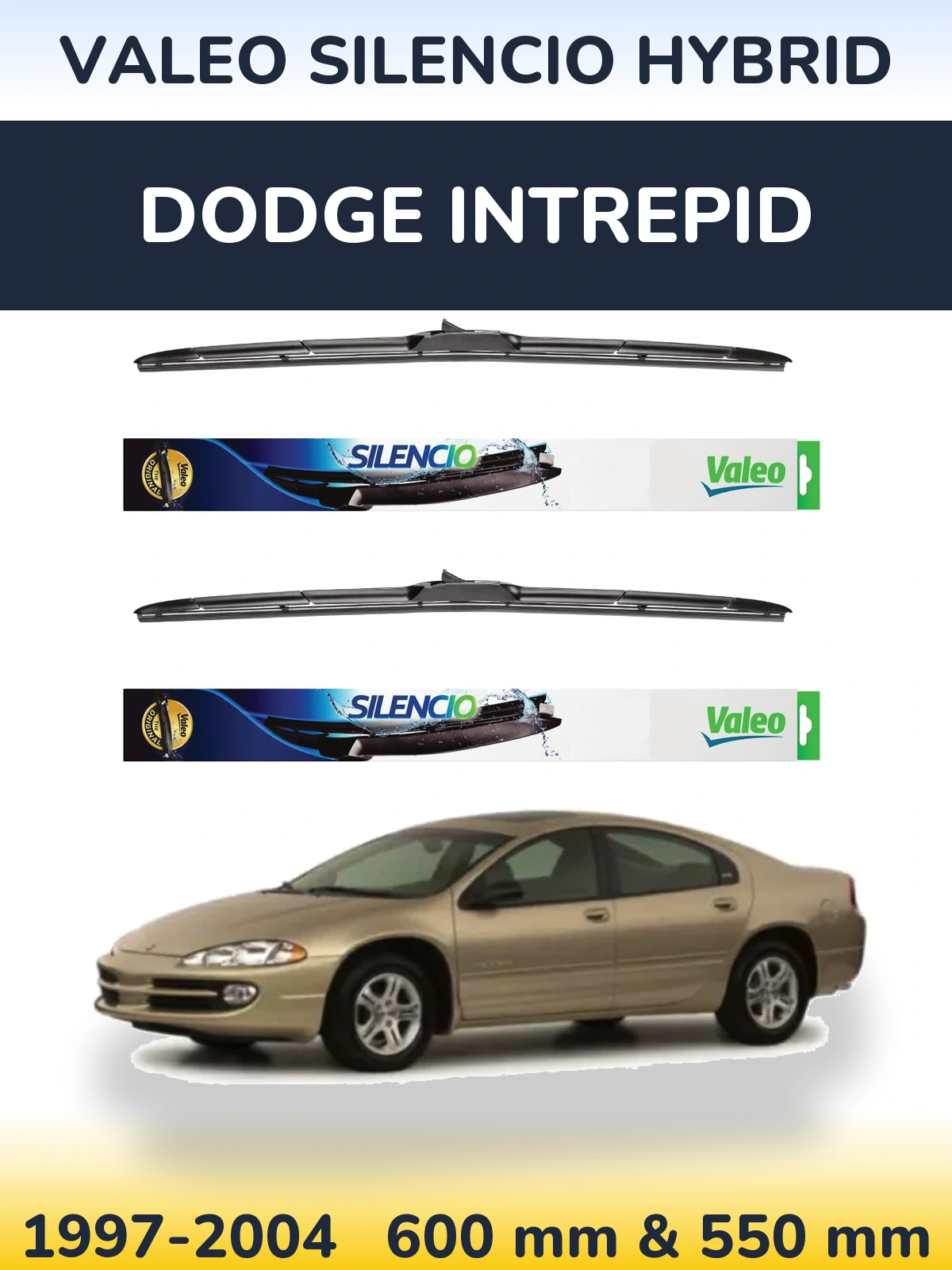 Komplet przednich wycieraczek Valeo Silencio Hybrid 600 & 550 mm do Dodge Intrepid 1997-2004