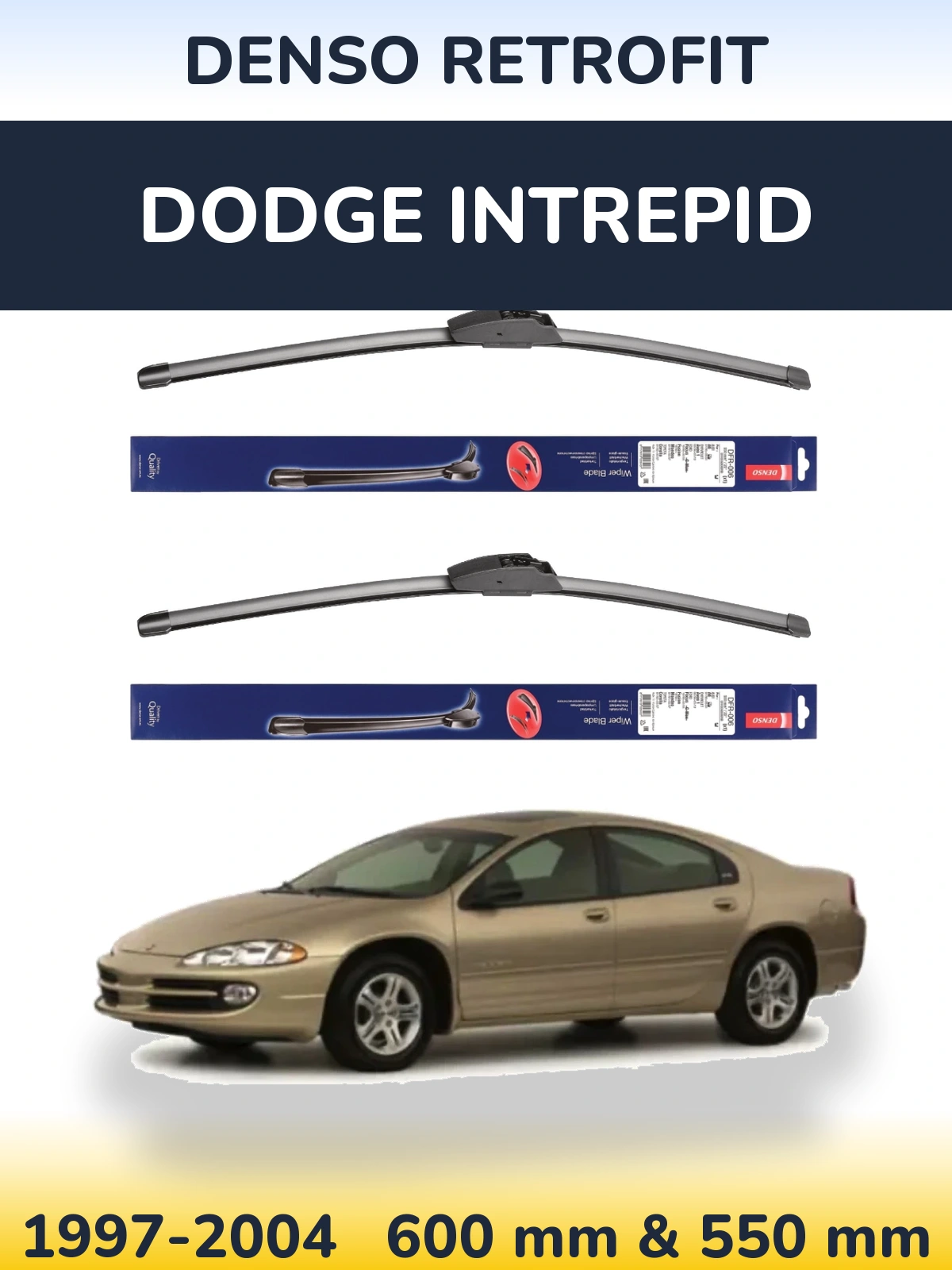 Komplet przednich wycieraczek Denso Retrofit 600 & 550 mm do Dodge Intrepid 1997-2004