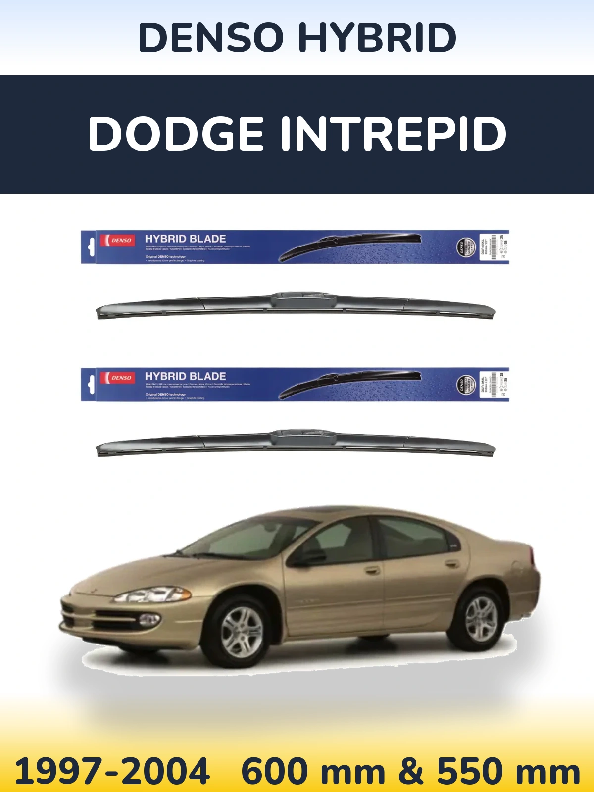 Komplet przednich wycieraczek Denso Hybrid 600 & 550 mm do Dodge Intrepid 1997-2004