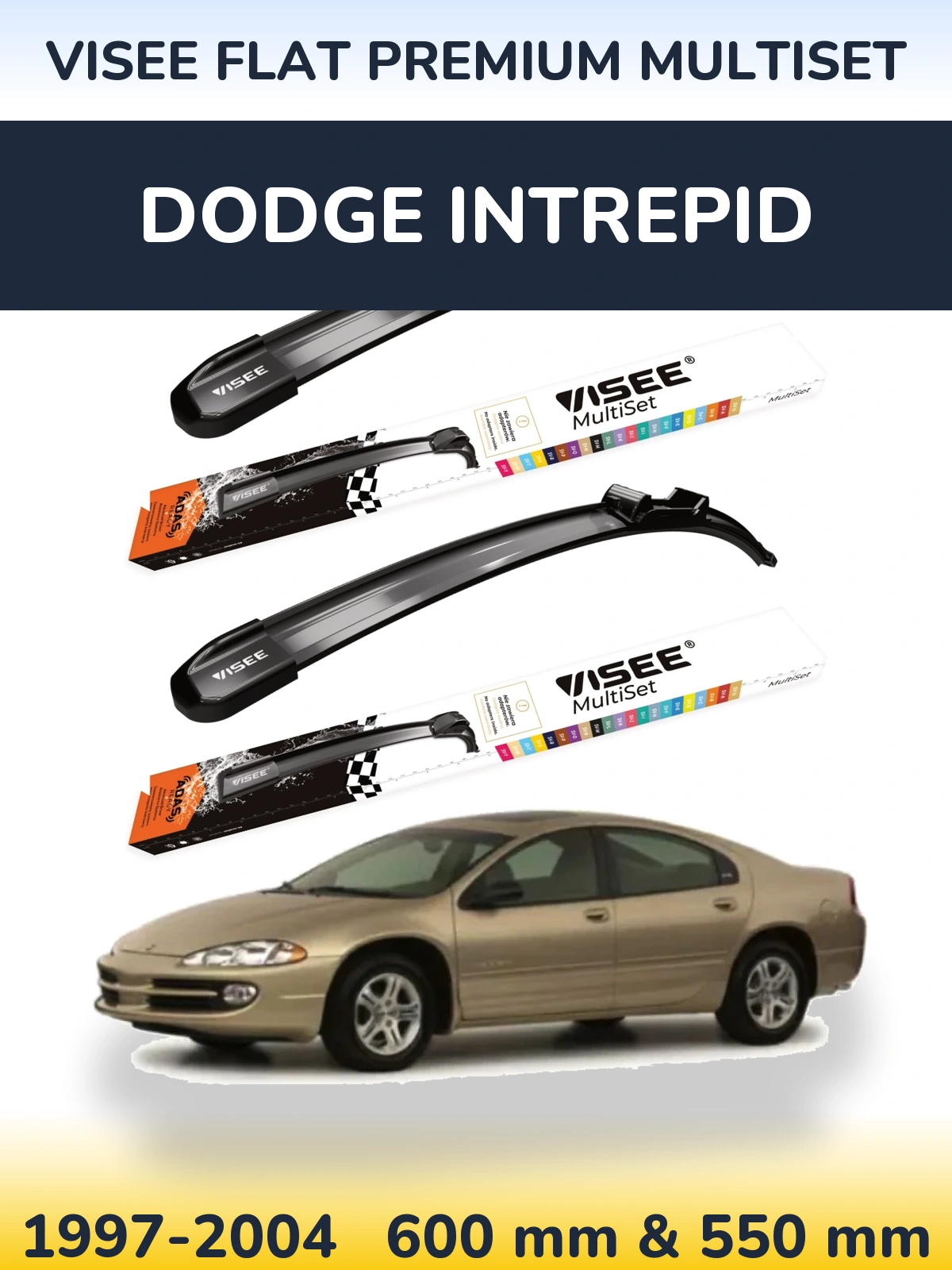 Komplet przednich wycieraczek VISEE FLAT PREMIUM MultiSet 600 & 550 mm do Dodge Intrepid 1997-2004