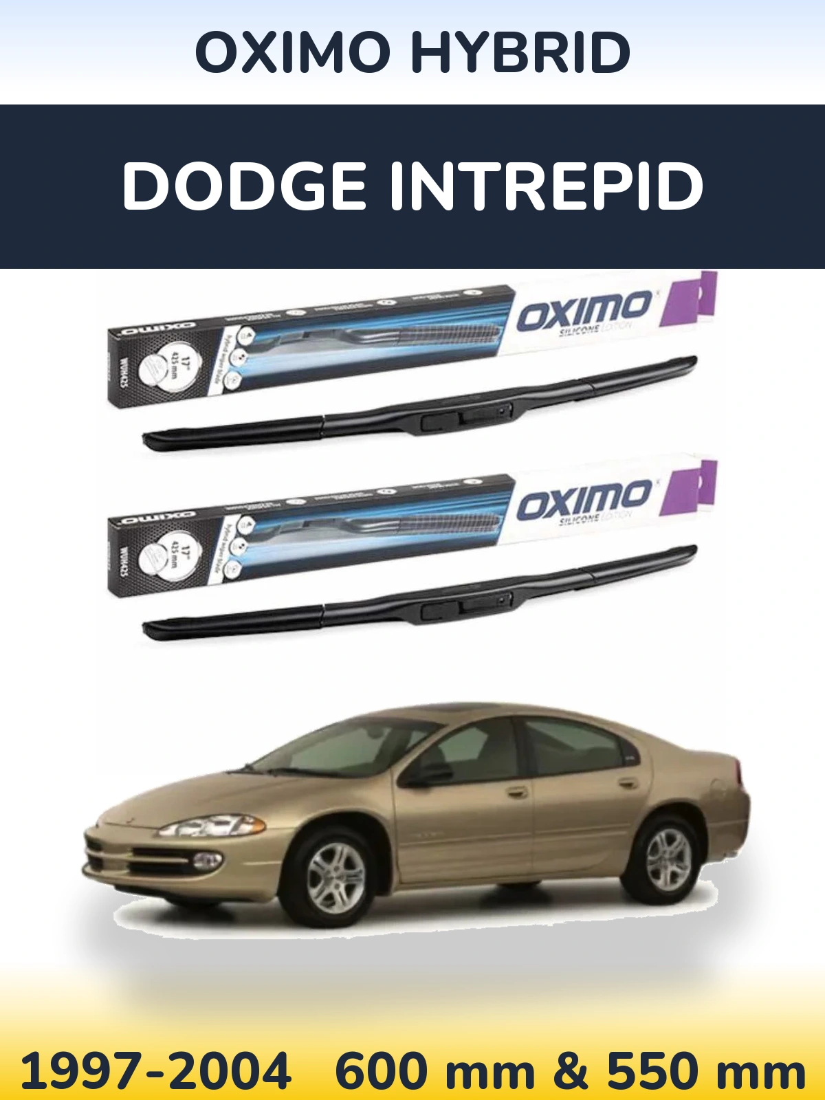 Front wiper blade set Oximo Hybrid 600 & 550 mm for Dodge Intrepid 1997-2004