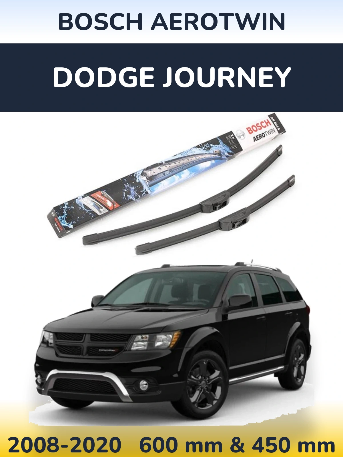 Komplet przednich wycieraczek BOSCH AeroTwin 600 & 450 mm do Dodge Journey 2008-2020