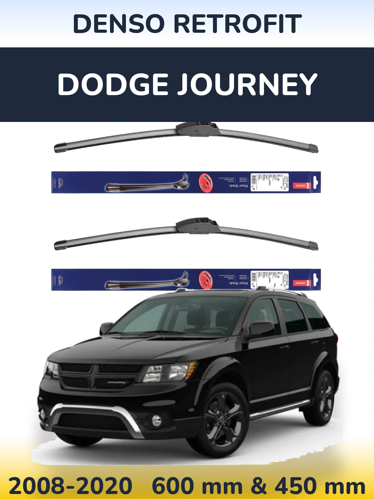 Комплект передніх щіток Denso Retrofit 600 & 450 мм для Dodge Journey 2008-2020