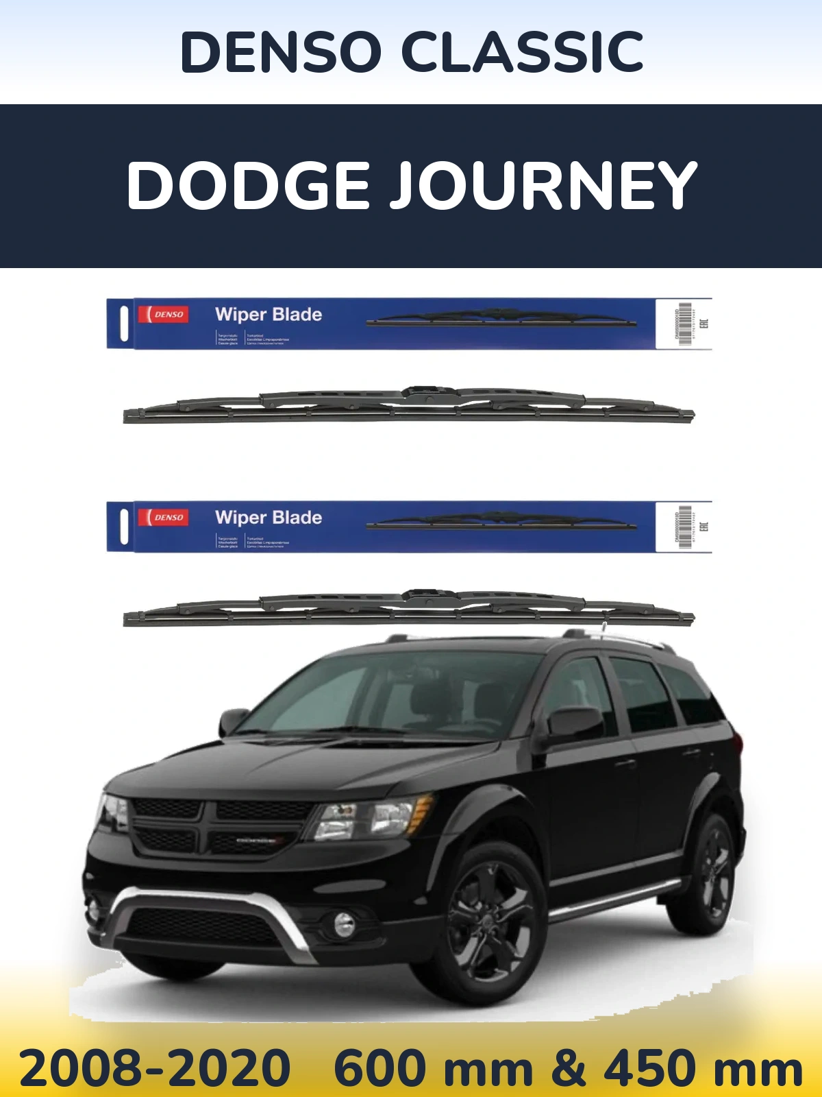 Komplet przednich wycieraczek Denso Classic 600 & 450 mm do Dodge Journey 2008-2020
