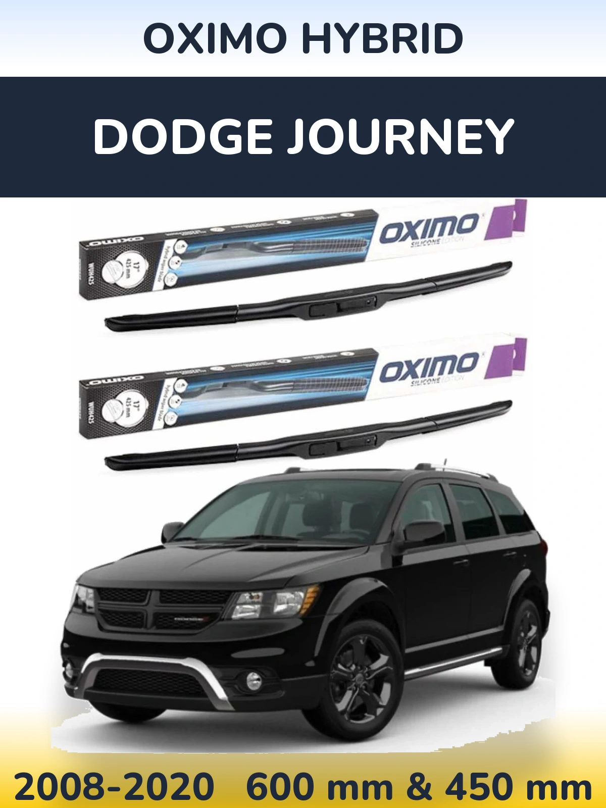 Komplet przednich wycieraczek Oximo Hybrid 600 & 450 mm do Dodge Journey 2008-2020
