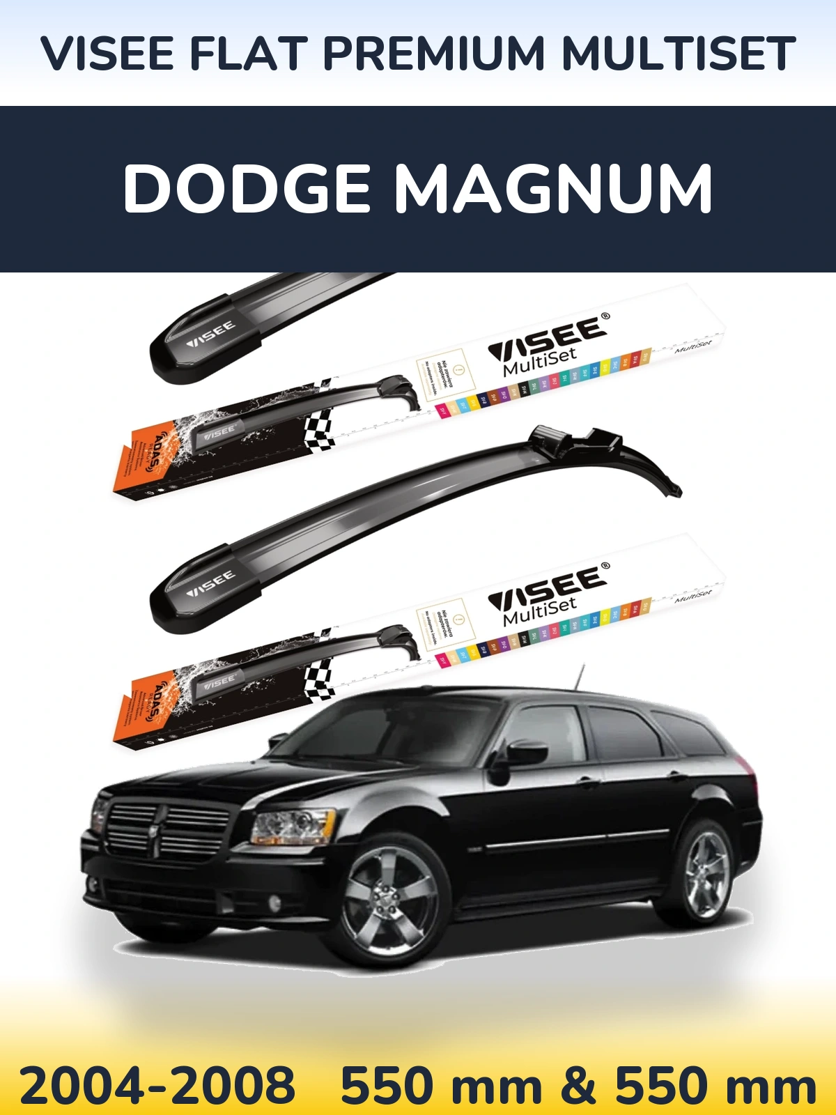 Komplet przednich wycieraczek VISEE FLAT PREMIUM MultiSet 550 & 550 mm do Dodge Magnum 2004-2008