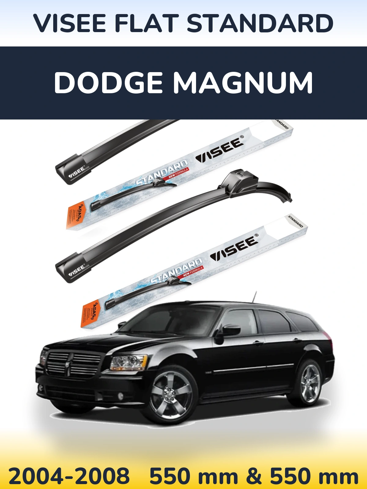 Komplet przednich wycieraczek VISEE FLAT STANDARD 550 & 550 mm do Dodge Magnum 2004-2008