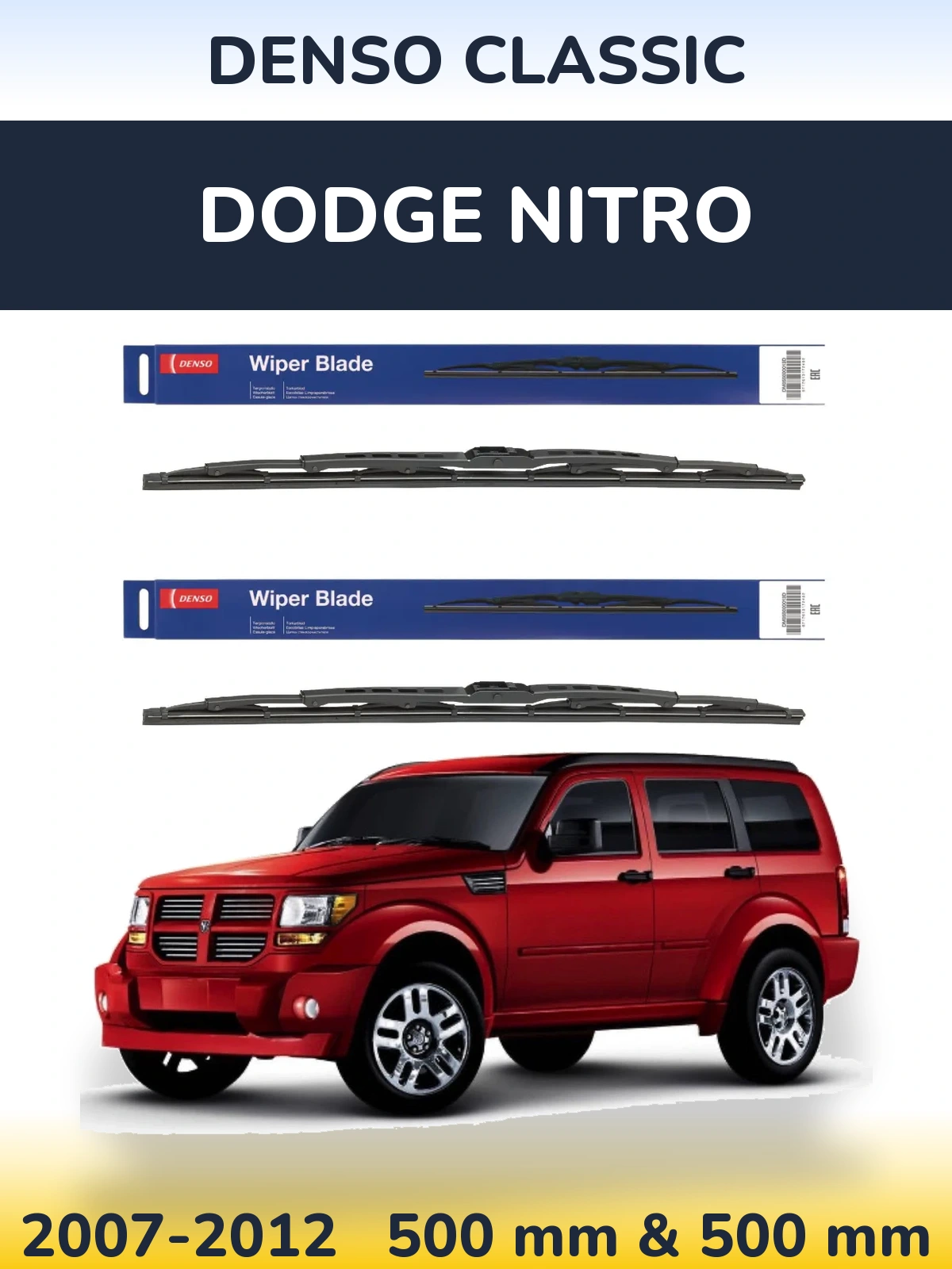 Komplet przednich wycieraczek Denso Classic 500 & 500 mm do Dodge Nitro 2007-2012