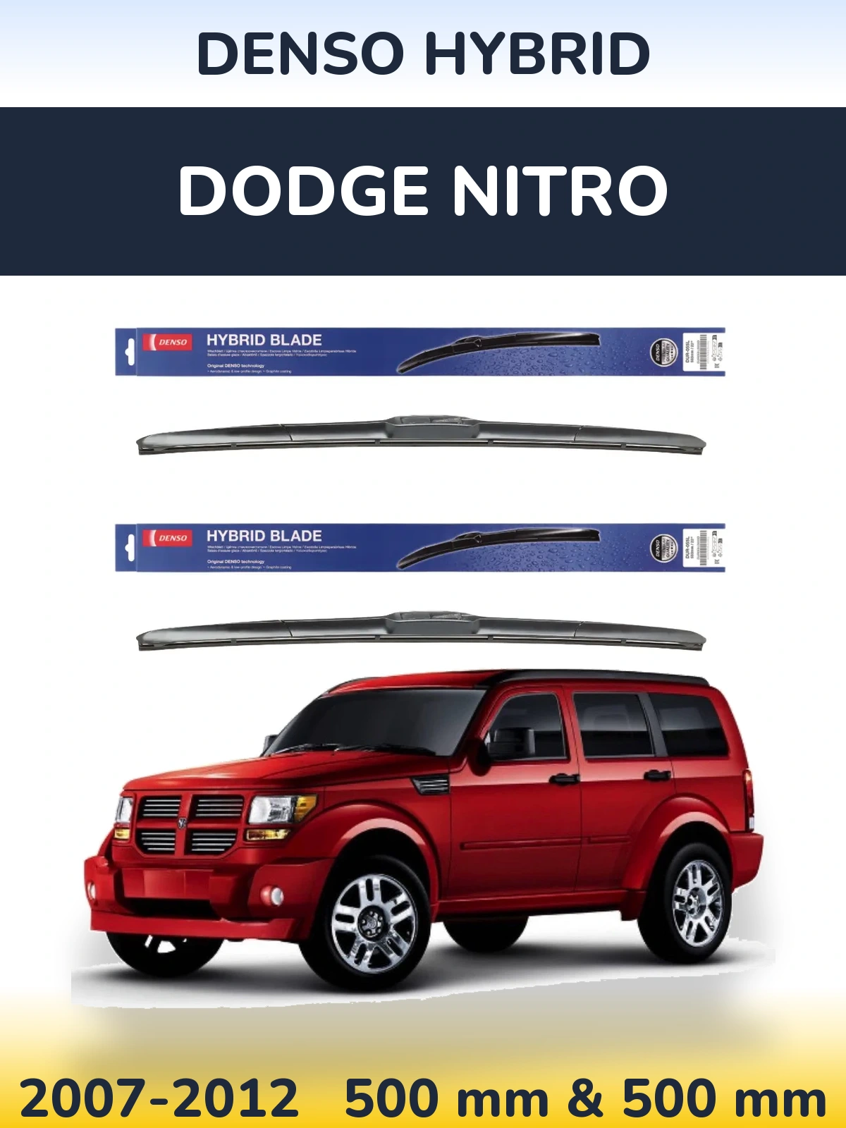 Комплект передних дворников Denso Hybrid 500 & 500 мм для Dodge Nitro 2007-2012