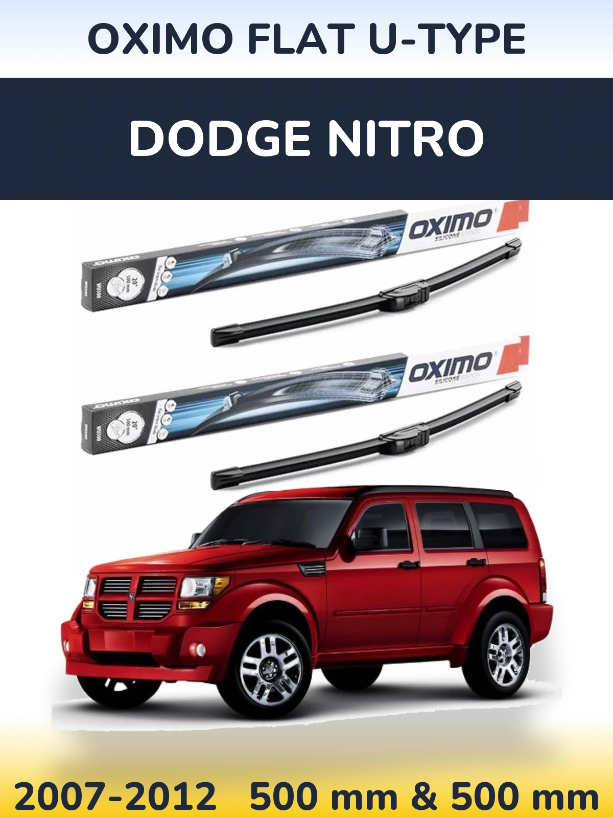Komplet przednich wycieraczek Oximo Flat U-type 500 & 500 mm do Dodge Nitro 2007-2012