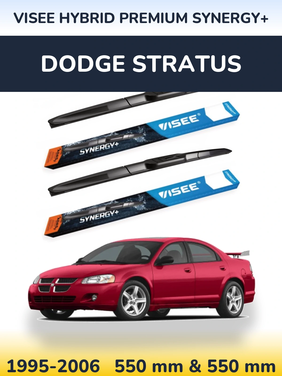 Komplet przednich wycieraczek VISEE HYBRID PREMIUM SYNERGY+ 550 & 550 mm do Dodge Stratus 1995-2006