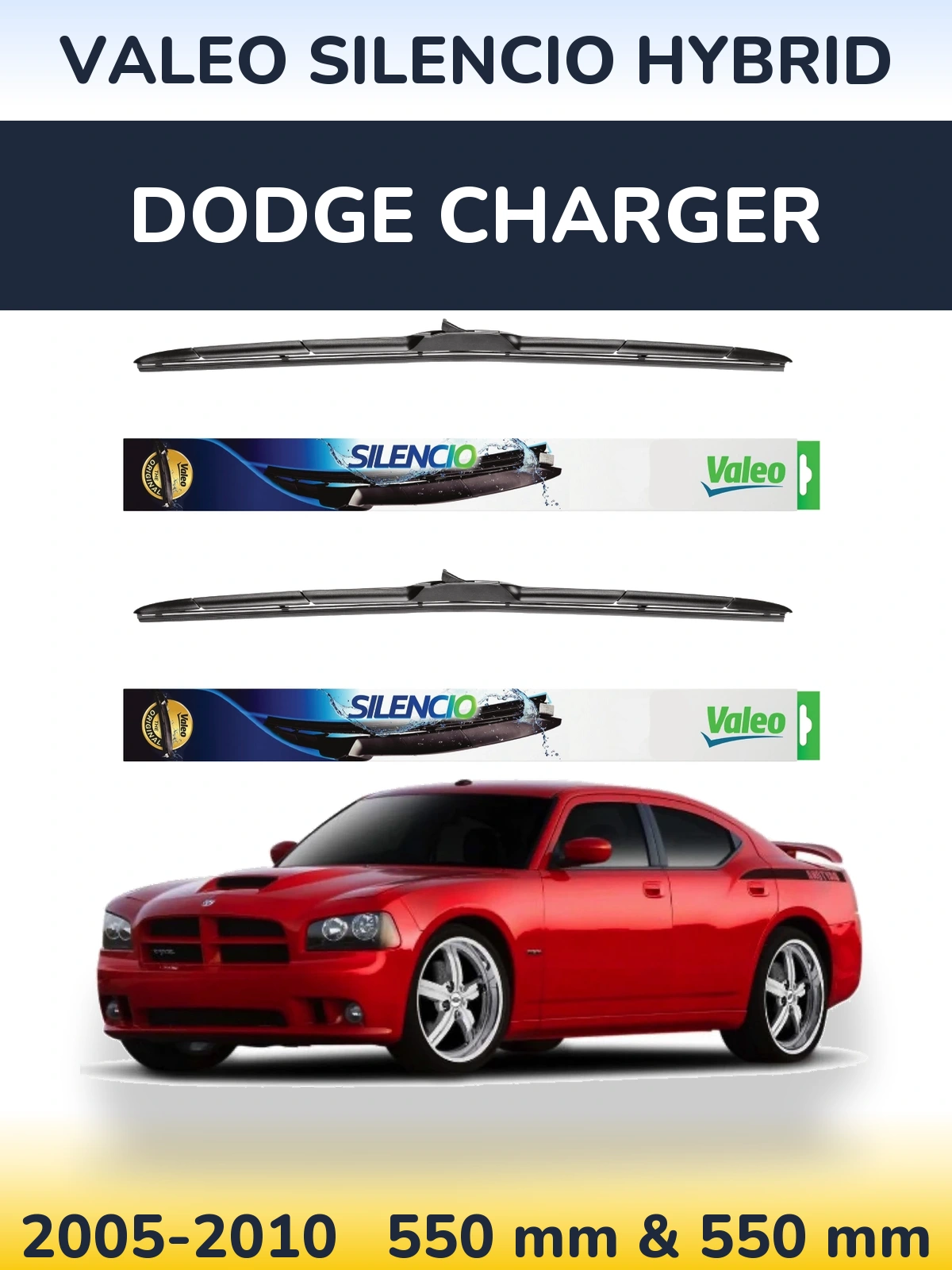 Комплект передних дворников Valeo Silencio Hybrid 550 & 550 мм для Dodge Charger 2005-2010