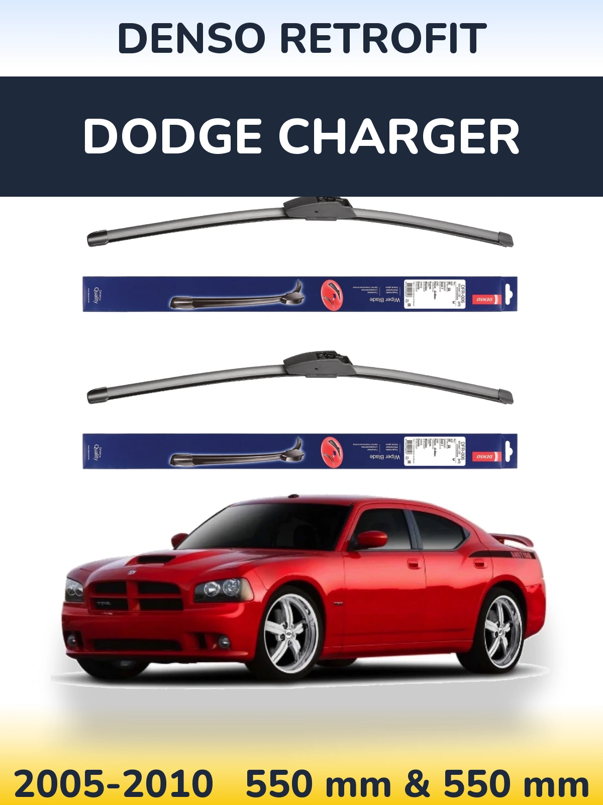 Front wiper blade set Denso Retrofit 550 & 550 mm for Dodge Charger 2005-2010