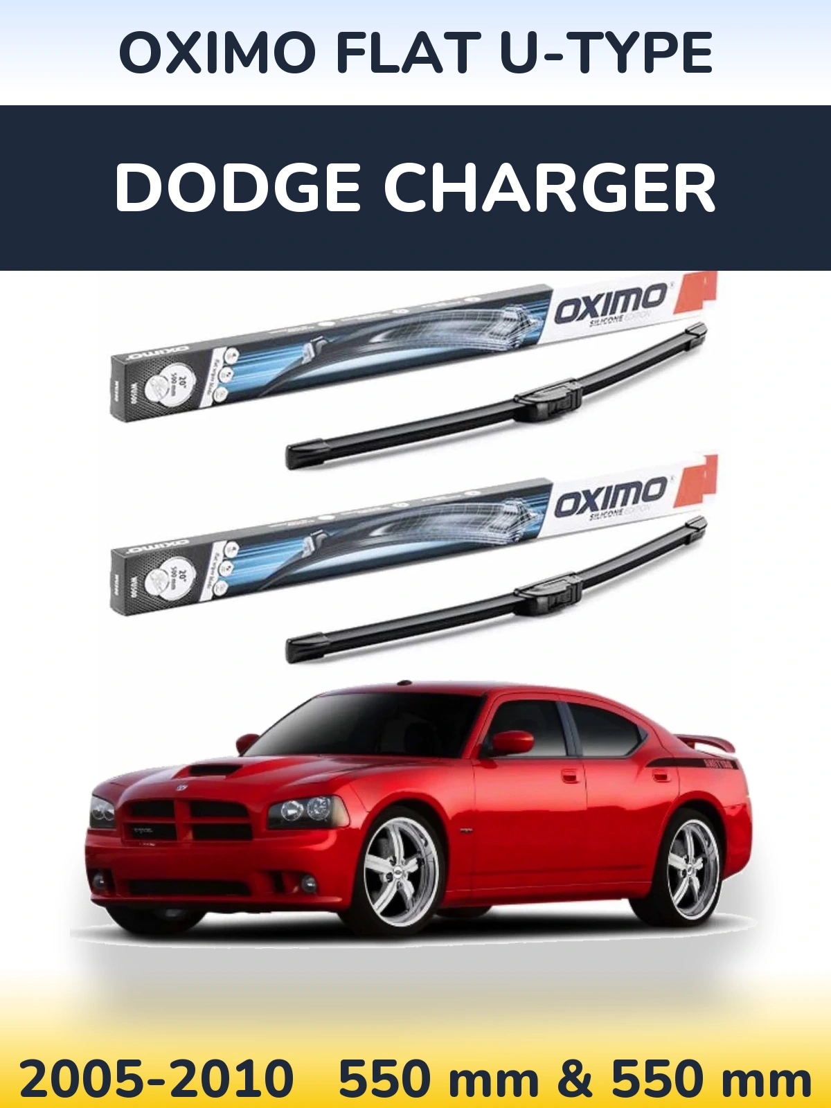Комплект передних дворников Oximo Flat U-type 550 & 550 мм для Dodge Charger 2005-2010