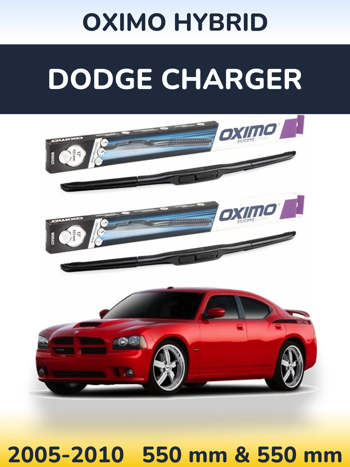 Komplet przednich wycieraczek Oximo Hybrid 550 & 550 mm do Dodge Charger 2005-2010