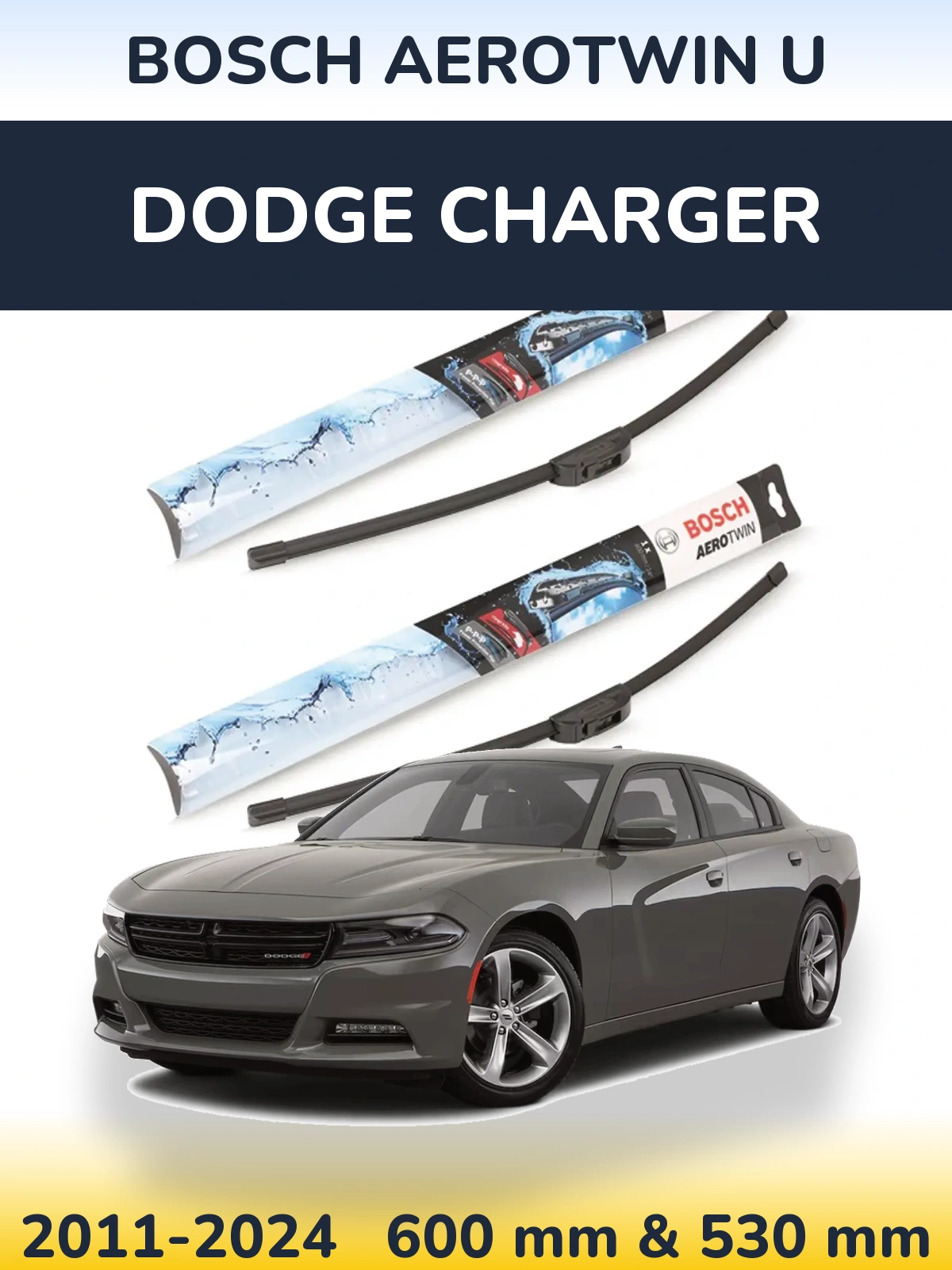 Komplet przednich wycieraczek BOSCH AeroTwin U 600 & 530 mm do Dodge Charger 2011-2024
