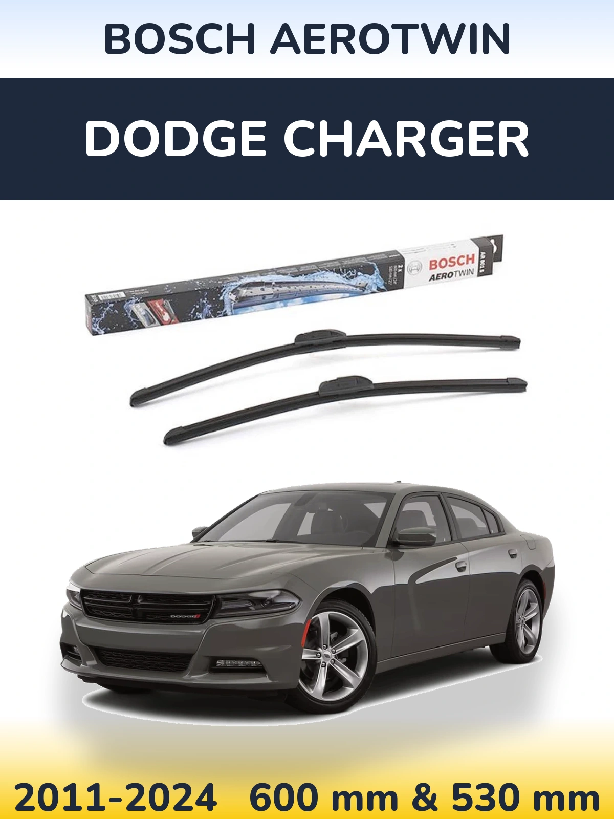 Komplet przednich wycieraczek BOSCH AeroTwin 600 & 530 mm do Dodge Charger 2011-2024