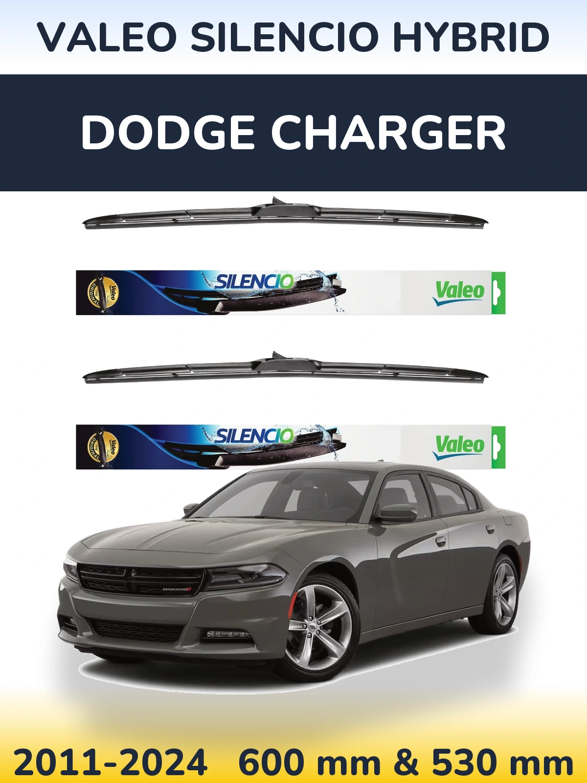 Komplet przednich wycieraczek Valeo Silencio Hybrid 600 & 530 mm do Dodge Charger 2011-2024