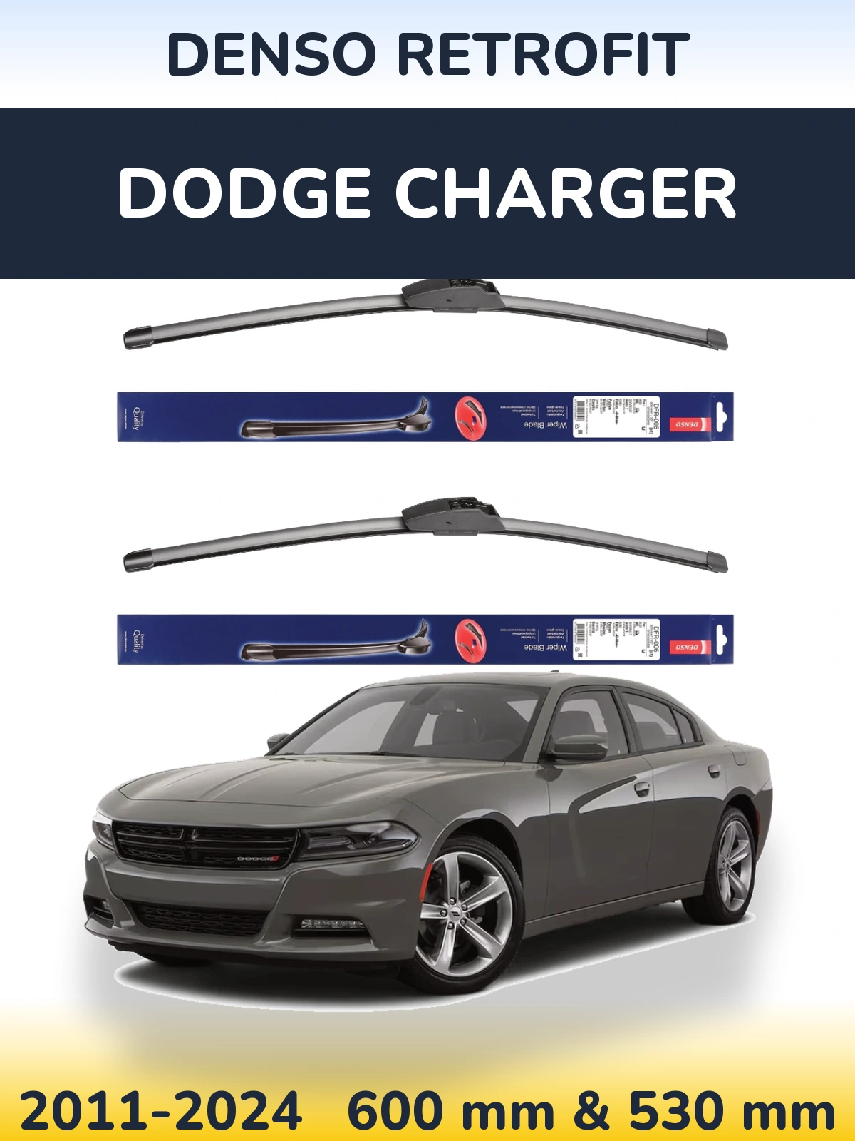 Komplet przednich wycieraczek Denso Retrofit 600 & 530 mm do Dodge Charger 2011-2024