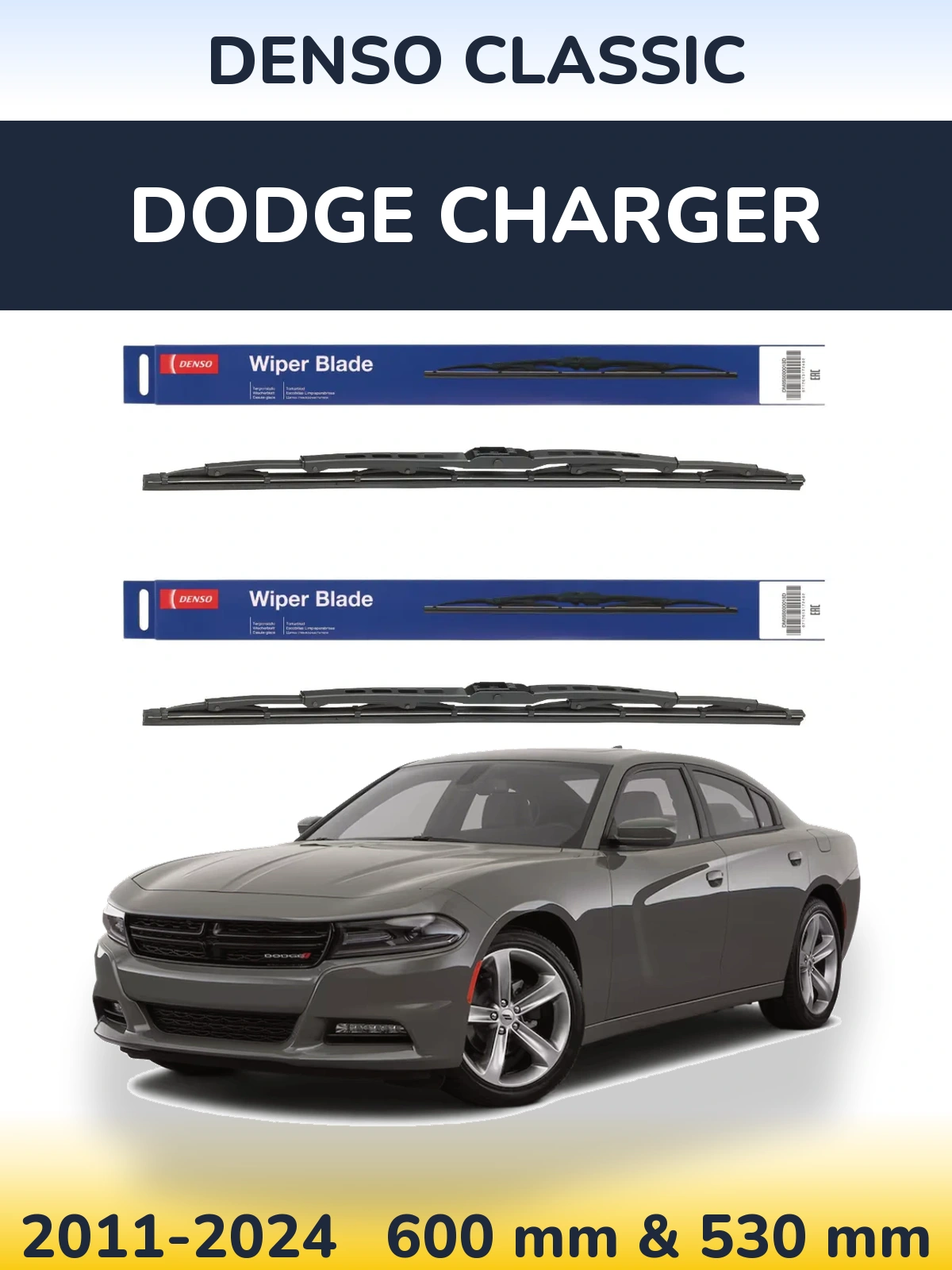 Komplet przednich wycieraczek Denso Classic 600 & 530 mm do Dodge Charger 2011-2024