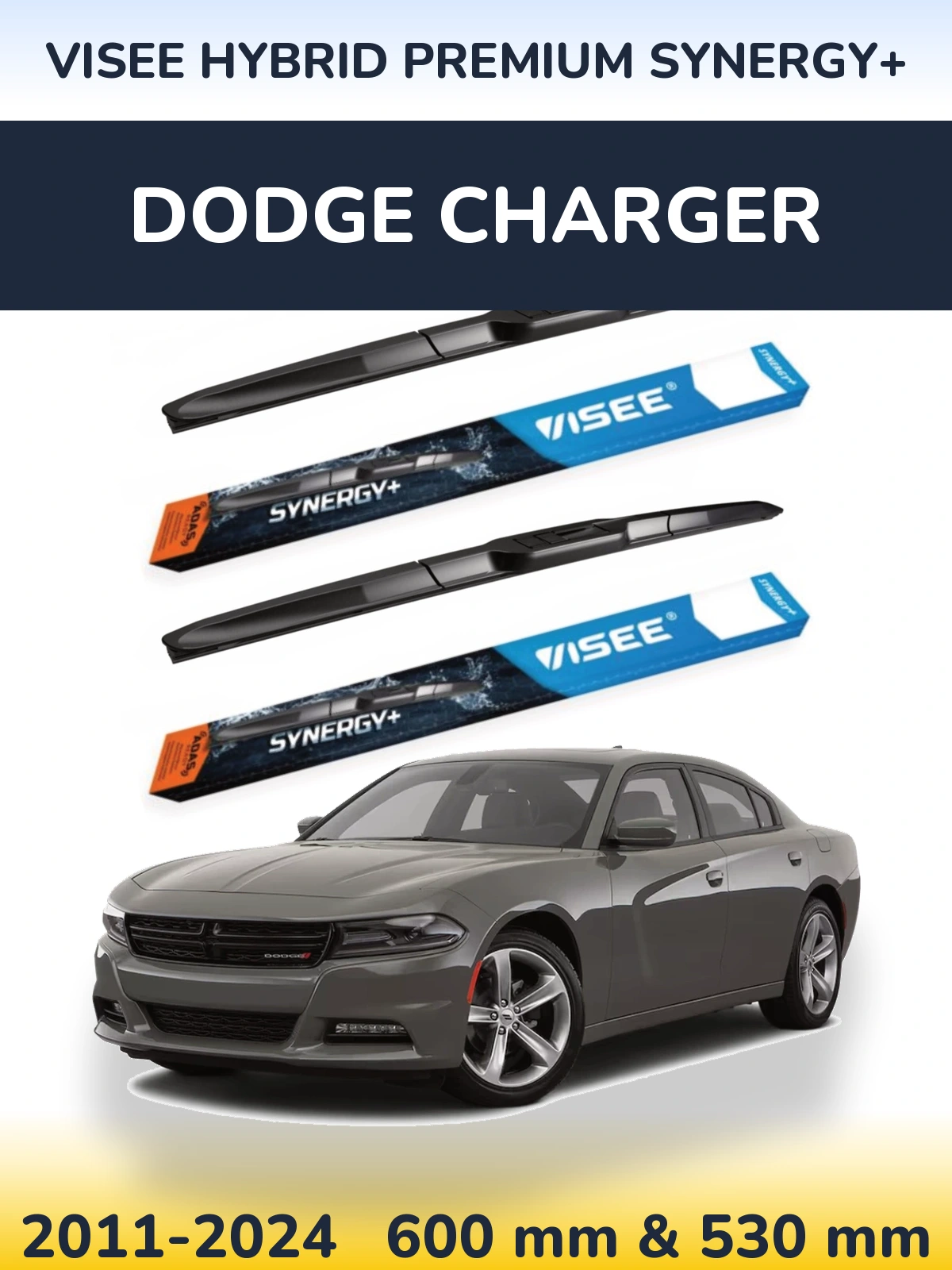 Komplet przednich wycieraczek VISEE HYBRID PREMIUM SYNERGY+ 600 & 530 mm do Dodge Charger 2011-2024