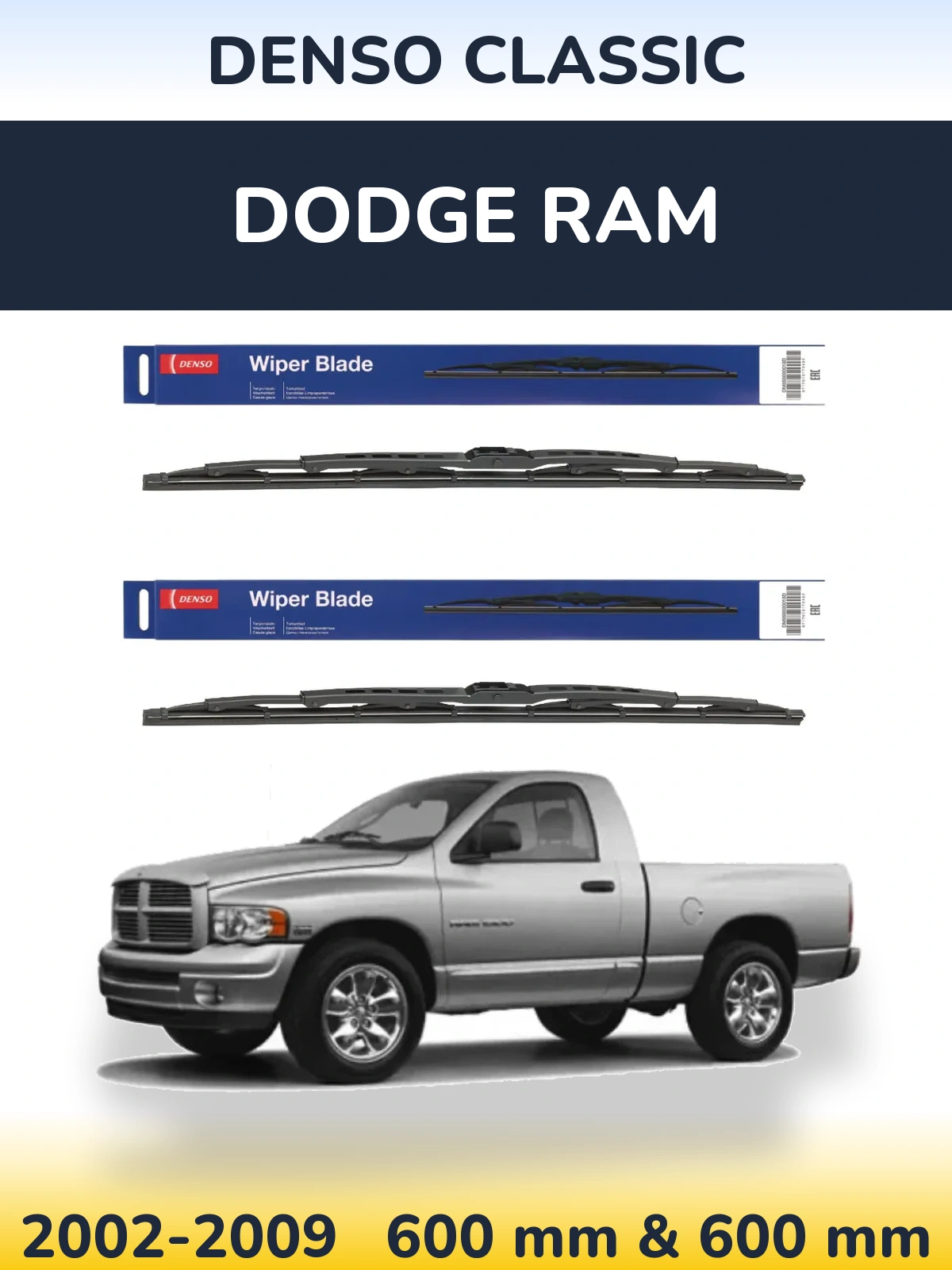 Komplet przednich wycieraczek Denso Classic 600 & 600 mm do Dodge RAM 2002-2009