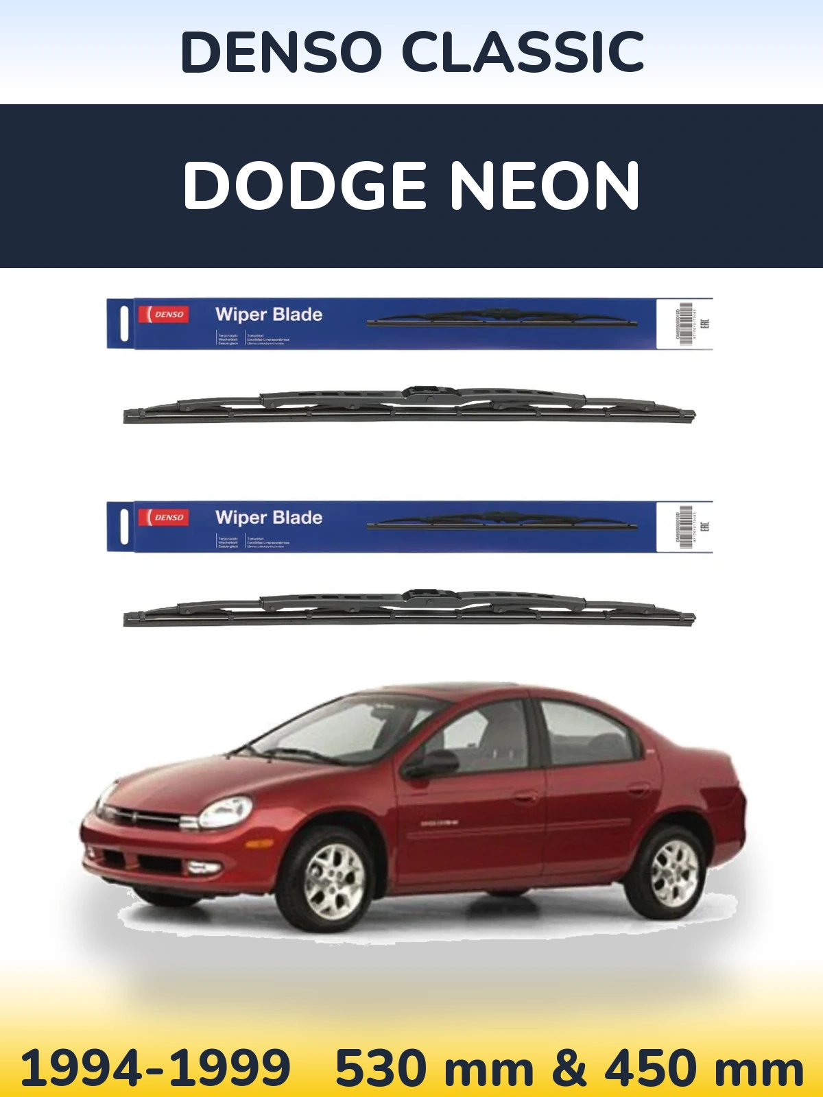 Komplet przednich wycieraczek Denso Classic 530 & 450 mm do Dodge Neon 1994-1999