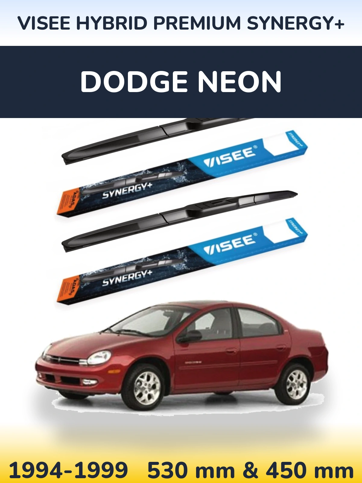 Комплект передних дворников VISEE HYBRID PREMIUM SYNERGY+ 530 & 450 мм для Dodge Neon 1994-1999