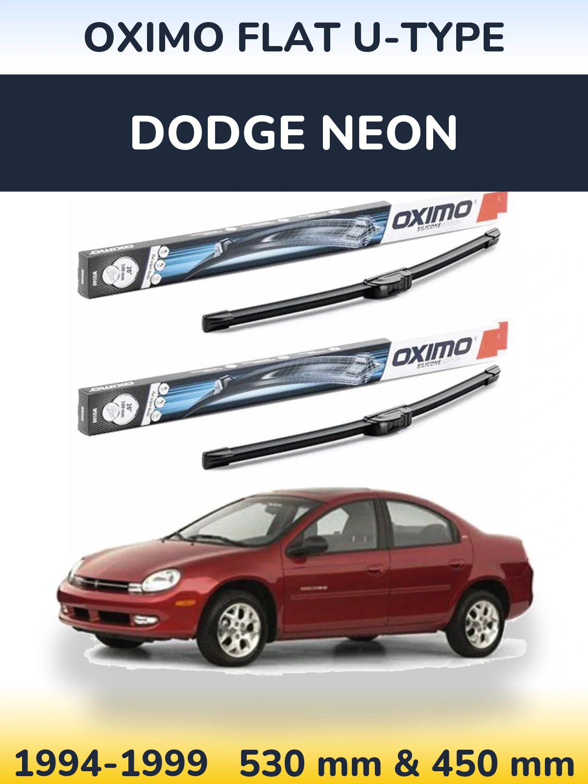 Komplet przednich wycieraczek Oximo Flat U-type 530 & 450 mm do Dodge Neon 1994-1999
