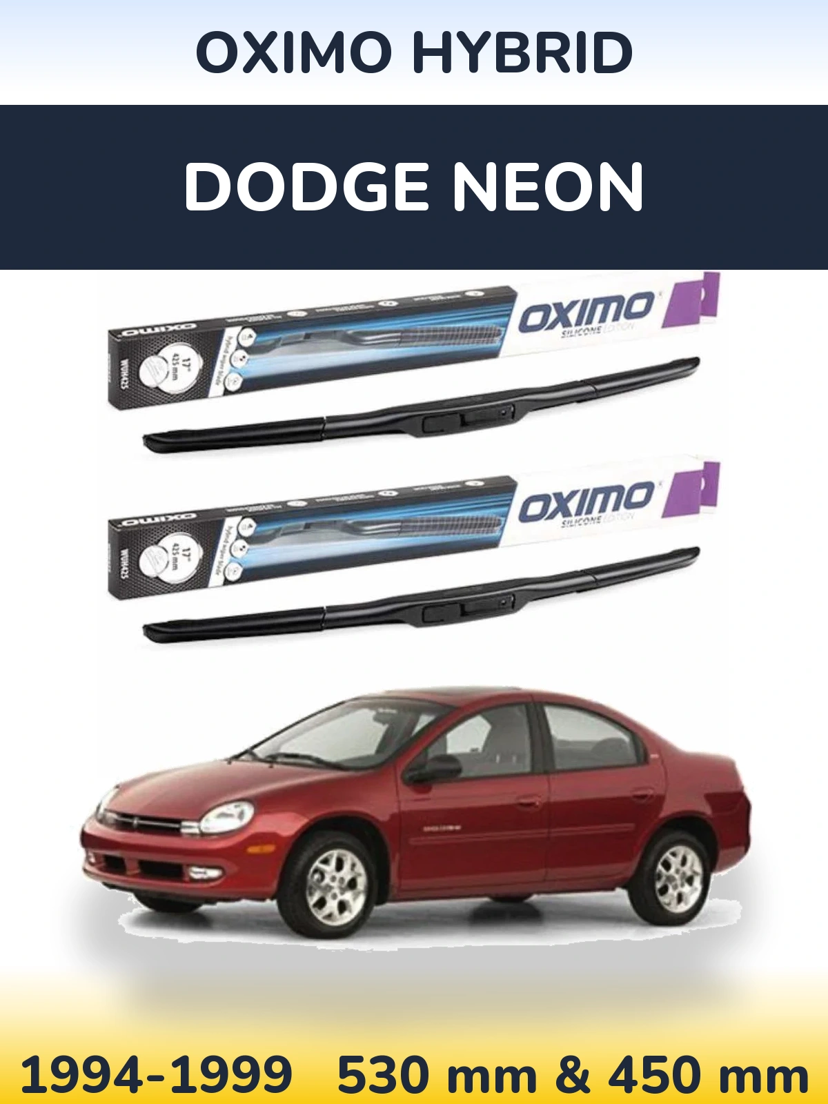 Komplet przednich wycieraczek Oximo Hybrid 530 & 450 mm do Dodge Neon 1994-1999