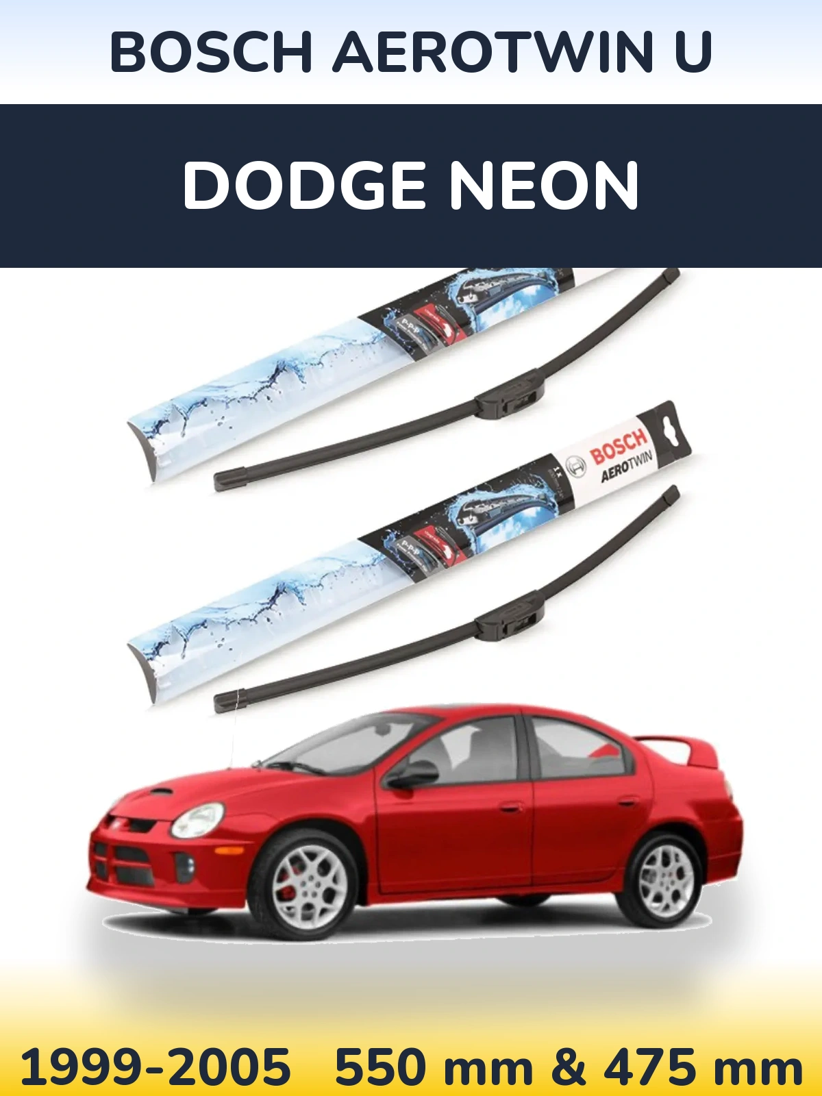 Komplet przednich wycieraczek BOSCH AeroTwin U 550 & 475 mm do Dodge Neon 1999-2005