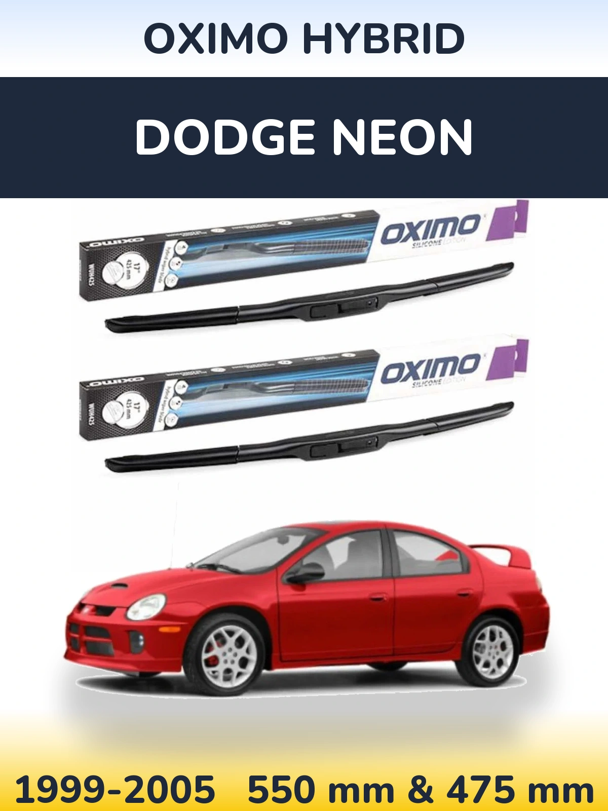 Komplet przednich wycieraczek Oximo Hybrid 550 & 475 mm do Dodge Neon 1999-2005