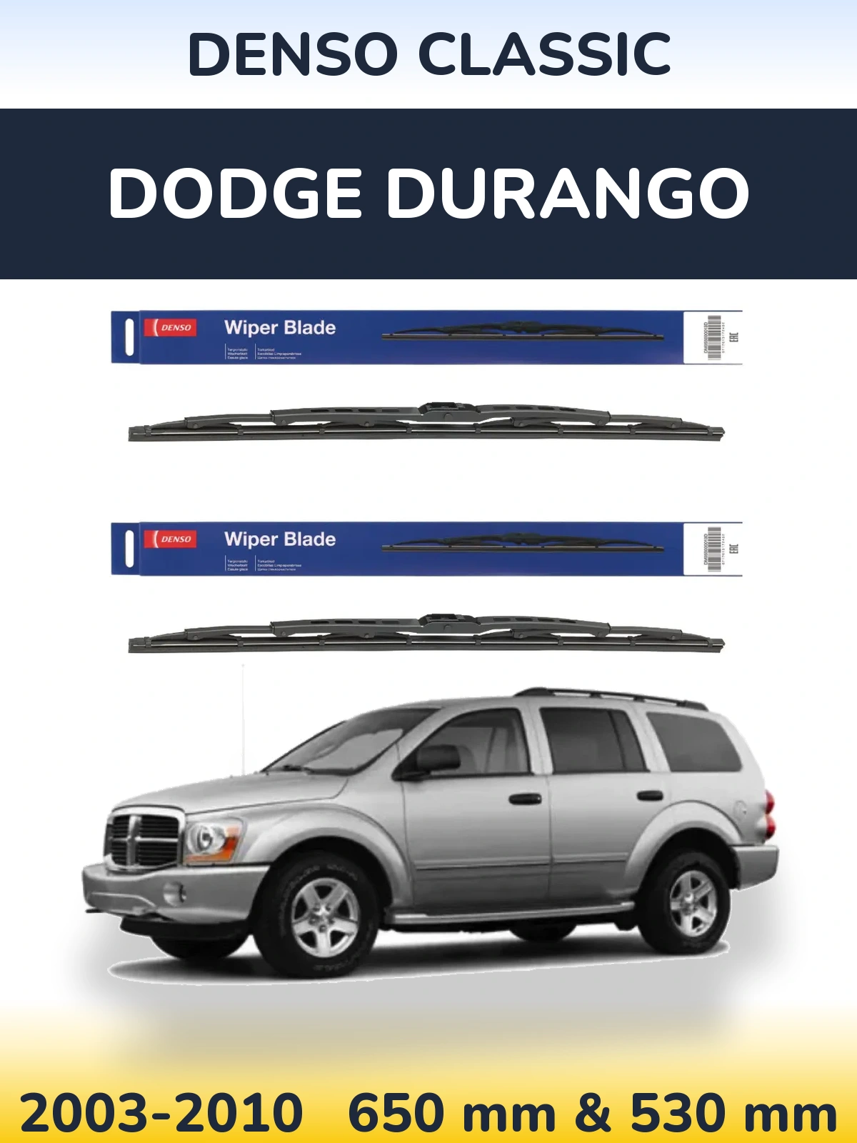 Komplet przednich wycieraczek Denso Classic 650 & 530 mm do Dodge Durango 2003-2010