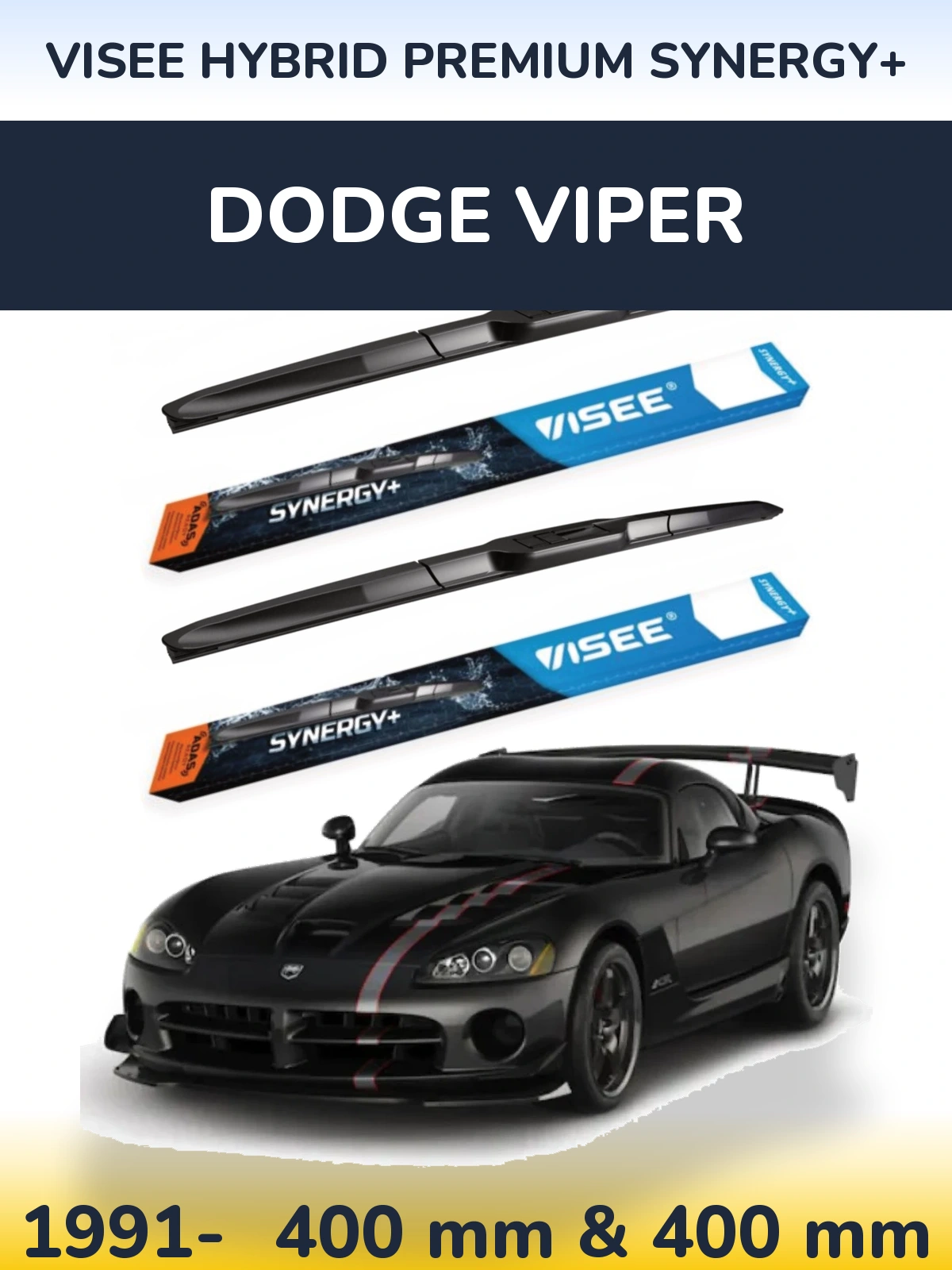 Komplet przednich wycieraczek VISEE HYBRID PREMIUM SYNERGY+ 400 & 400 mm do Dodge Viper 1991-2026