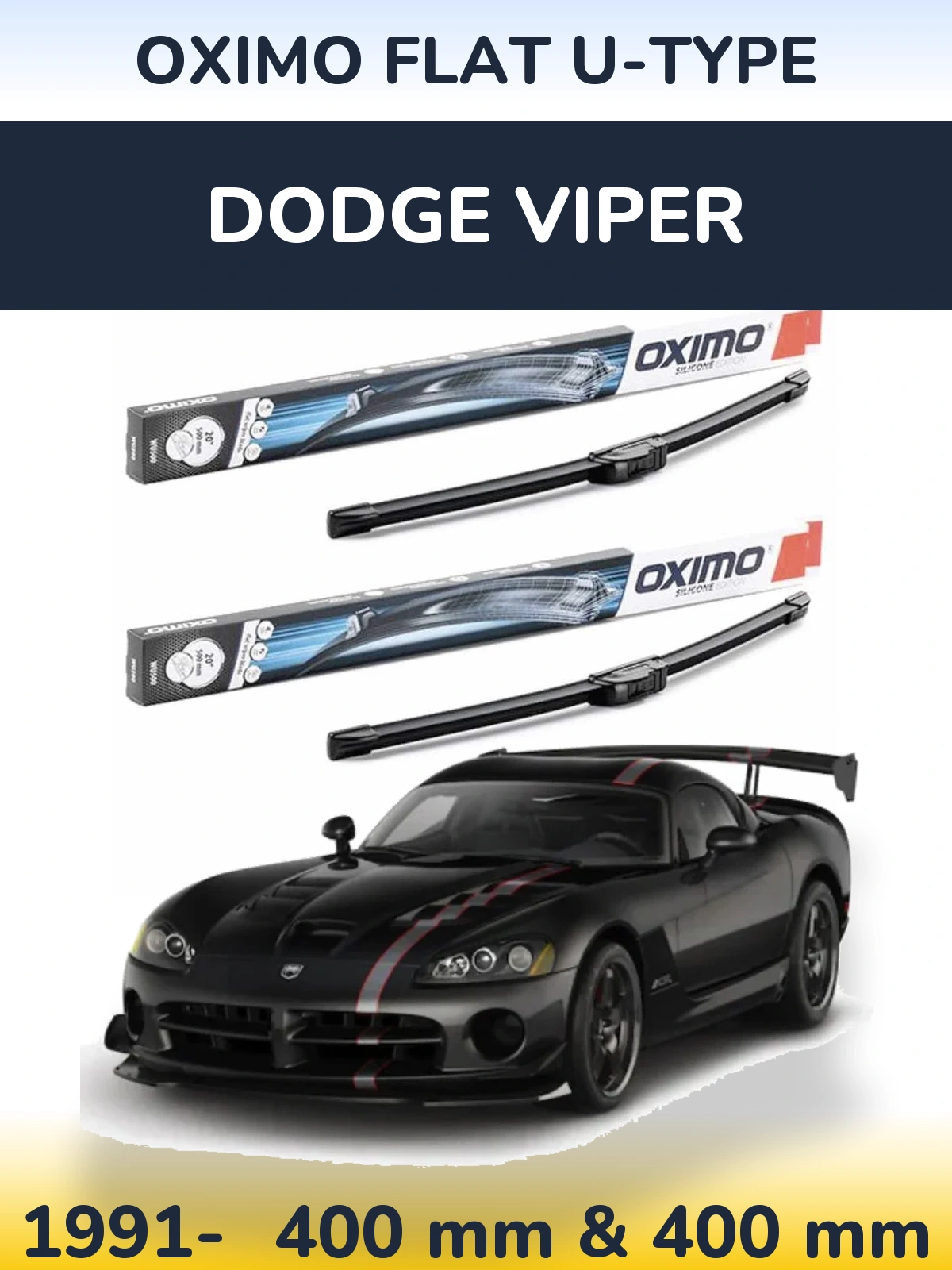 Komplet przednich wycieraczek Oximo Flat U-type 400 & 400 mm do Dodge Viper 1991-2026