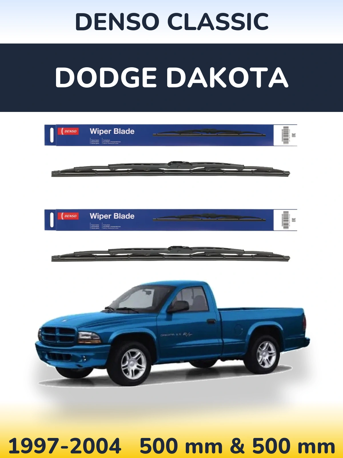 Komplet przednich wycieraczek Denso Classic 500 & 500 mm do Dodge Dakota 1997-2004