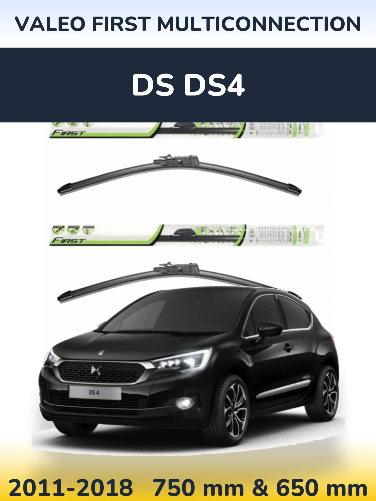Комплект передних дворников Valeo First MultiConnection 750 & 650 мм для DS DS4 2011-2018