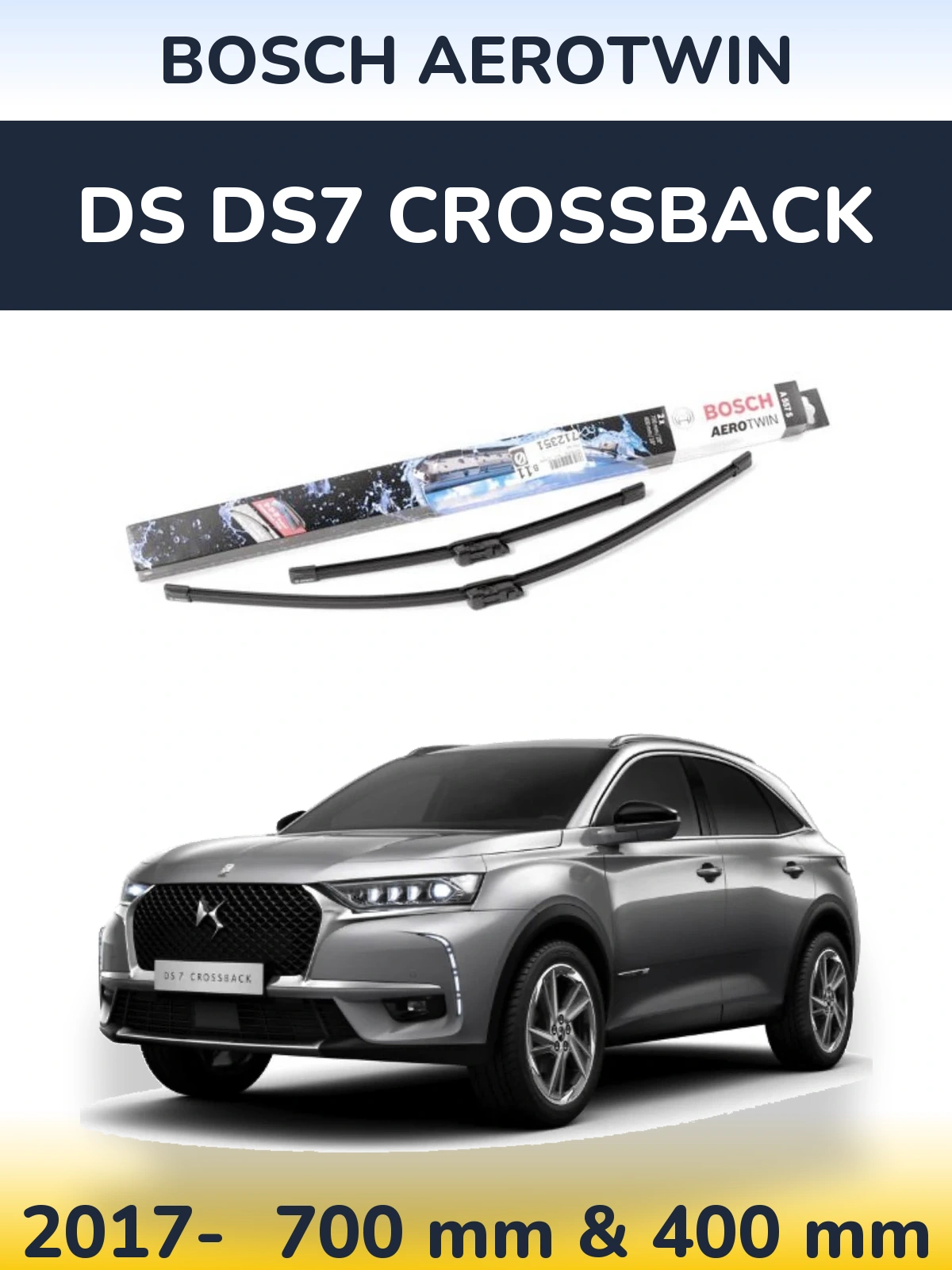 Комплект передних дворников BOSCH AeroTwin 700 & 400 мм для DS DS7 Crossback 2017-2026