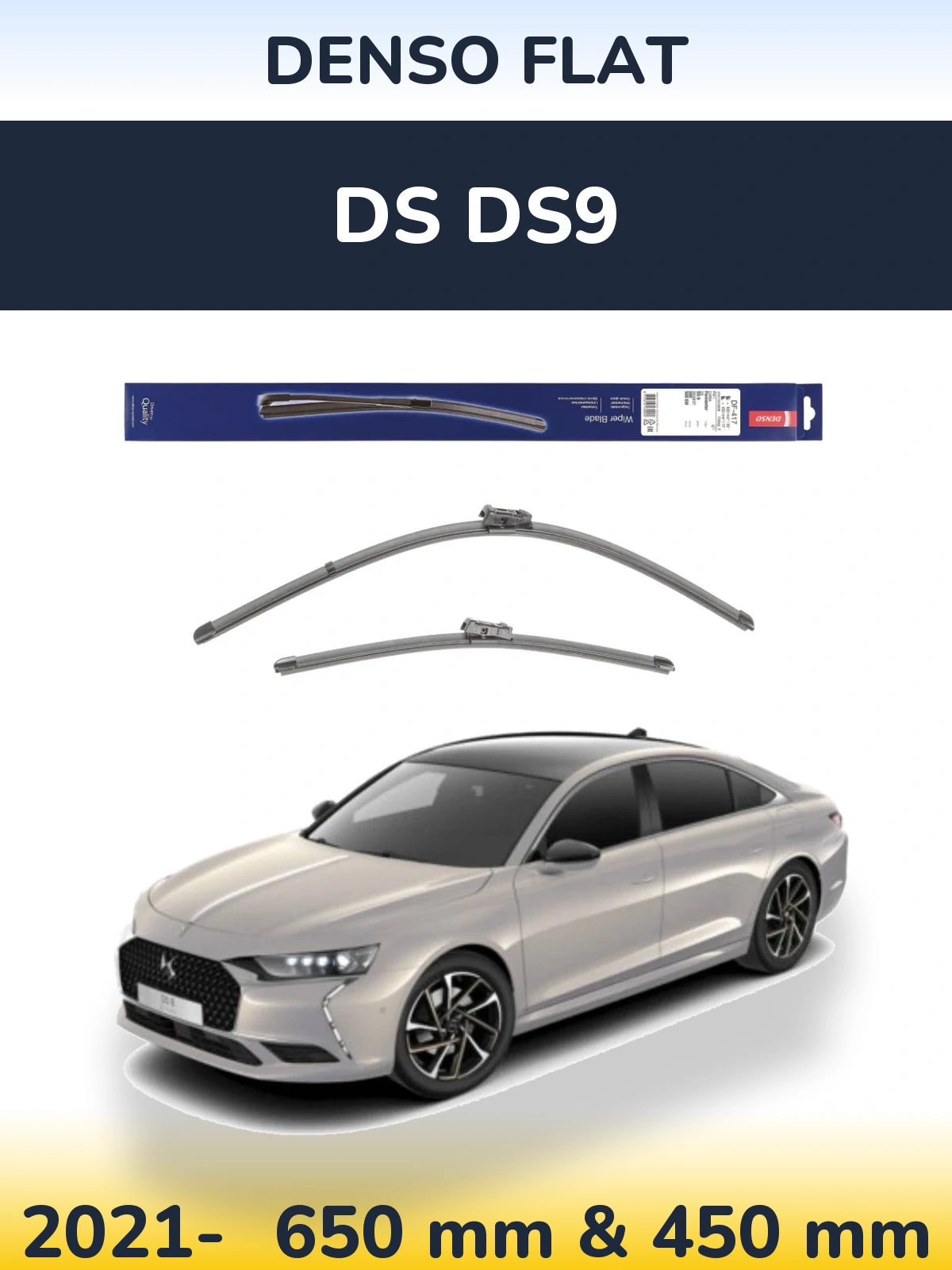 Komplet przednich wycieraczek Denso Flat 650 & 450 mm do DS DS9 2021-2026