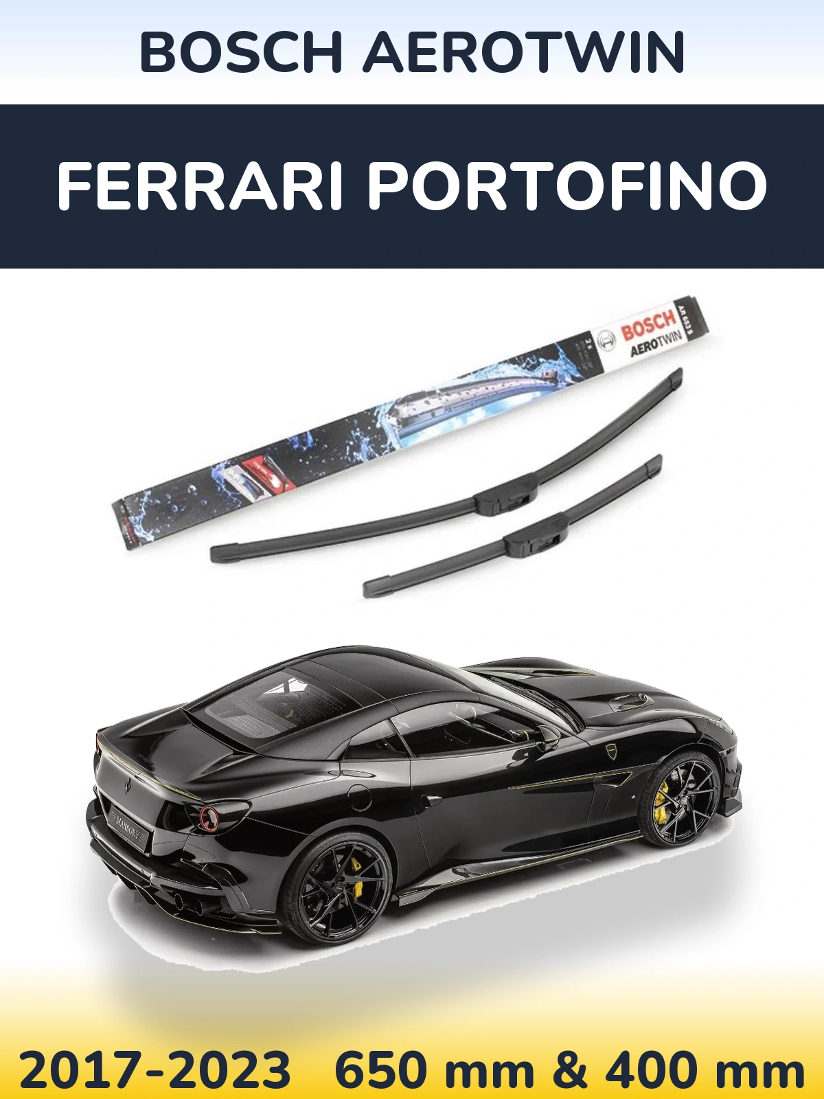 Комплект передних дворников BOSCH AeroTwin 650 & 400 мм для Ferrari Portofino 2017-2023