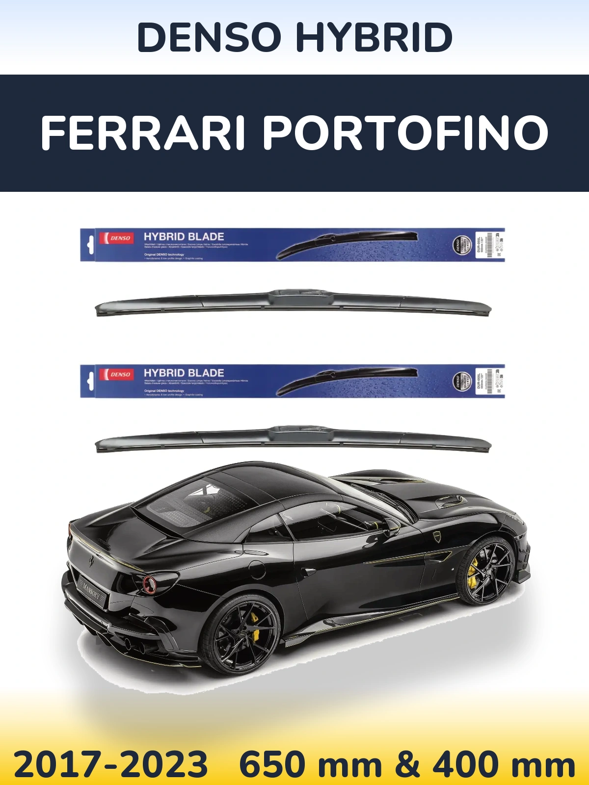 Komplet przednich wycieraczek Denso Hybrid 650 & 400 mm do Ferrari Portofino 2017-2023