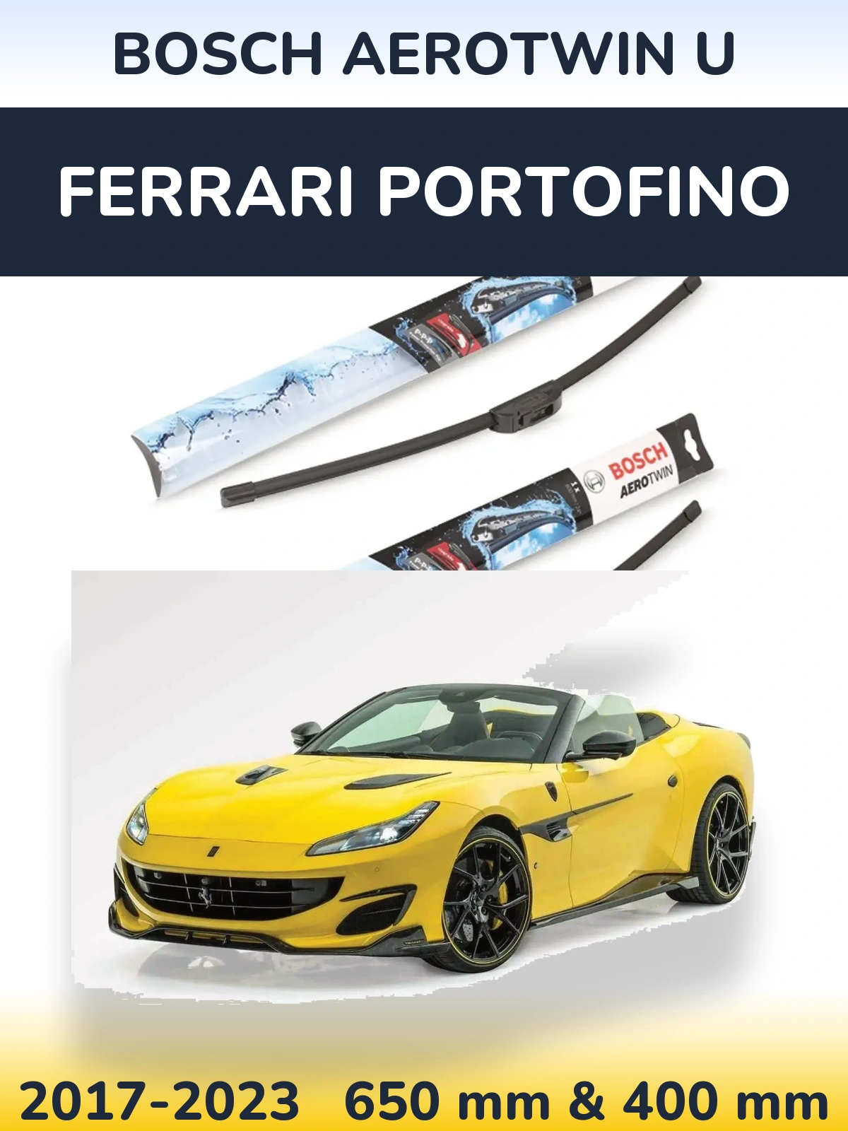Комплект передних дворников BOSCH AeroTwin U 650 & 400 мм для Ferrari Portofino 2017-2023