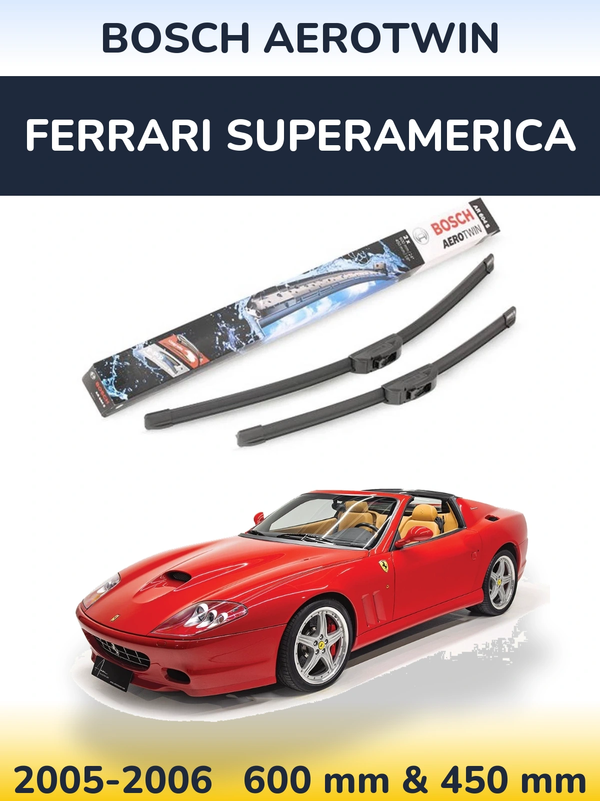 Комплект передних дворников BOSCH AeroTwin 600 & 450 мм для Ferrari Superamerica 2005-2006