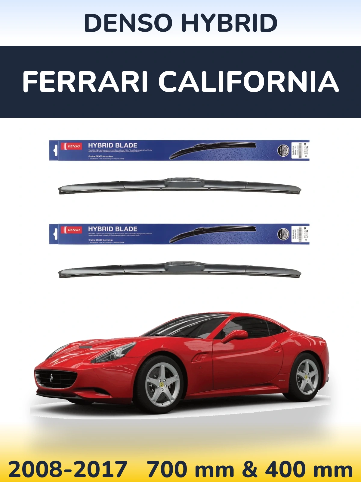 Komplet przednich wycieraczek Denso Hybrid 700 & 400 mm do Ferrari California 2008-2017