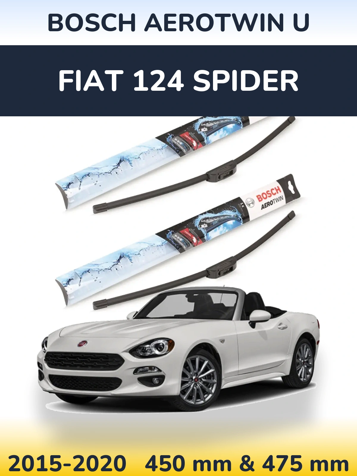 Комплект передних дворников BOSCH AeroTwin U 450 & 475 мм для Fiat 124 Spider 2015-2020
