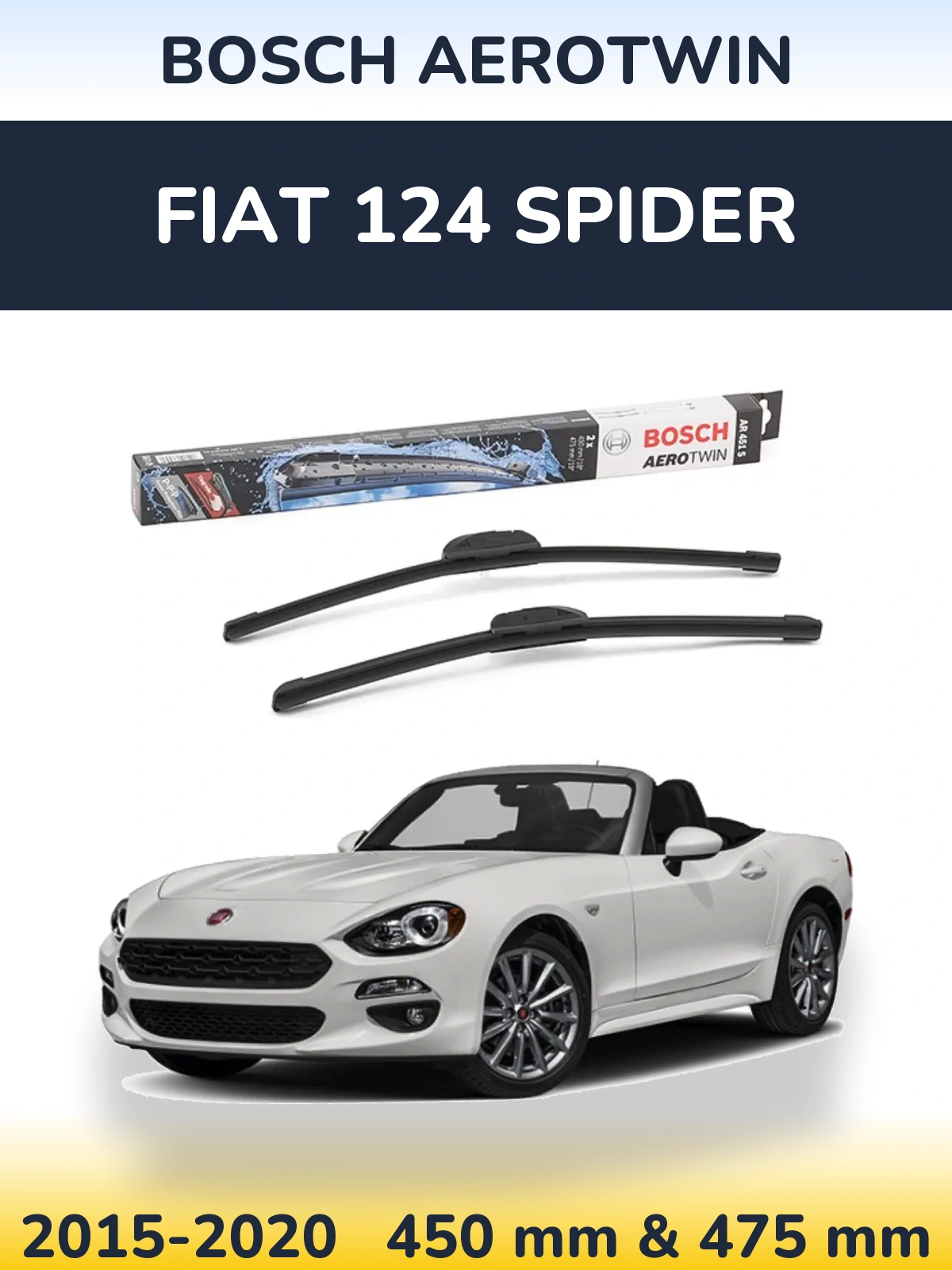 Komplet przednich wycieraczek BOSCH AeroTwin 450 & 475 mm do Fiat 124 Spider 2015-2020