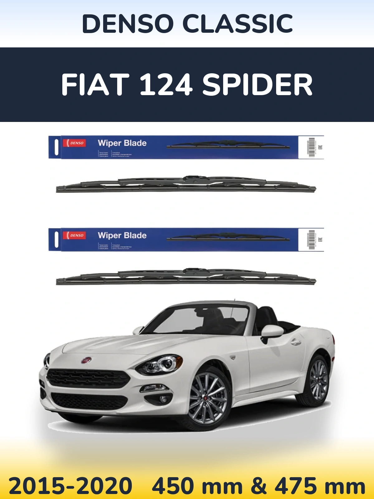 Komplet przednich wycieraczek Denso Classic 450 & 475 mm do Fiat 124 Spider 2015-2020