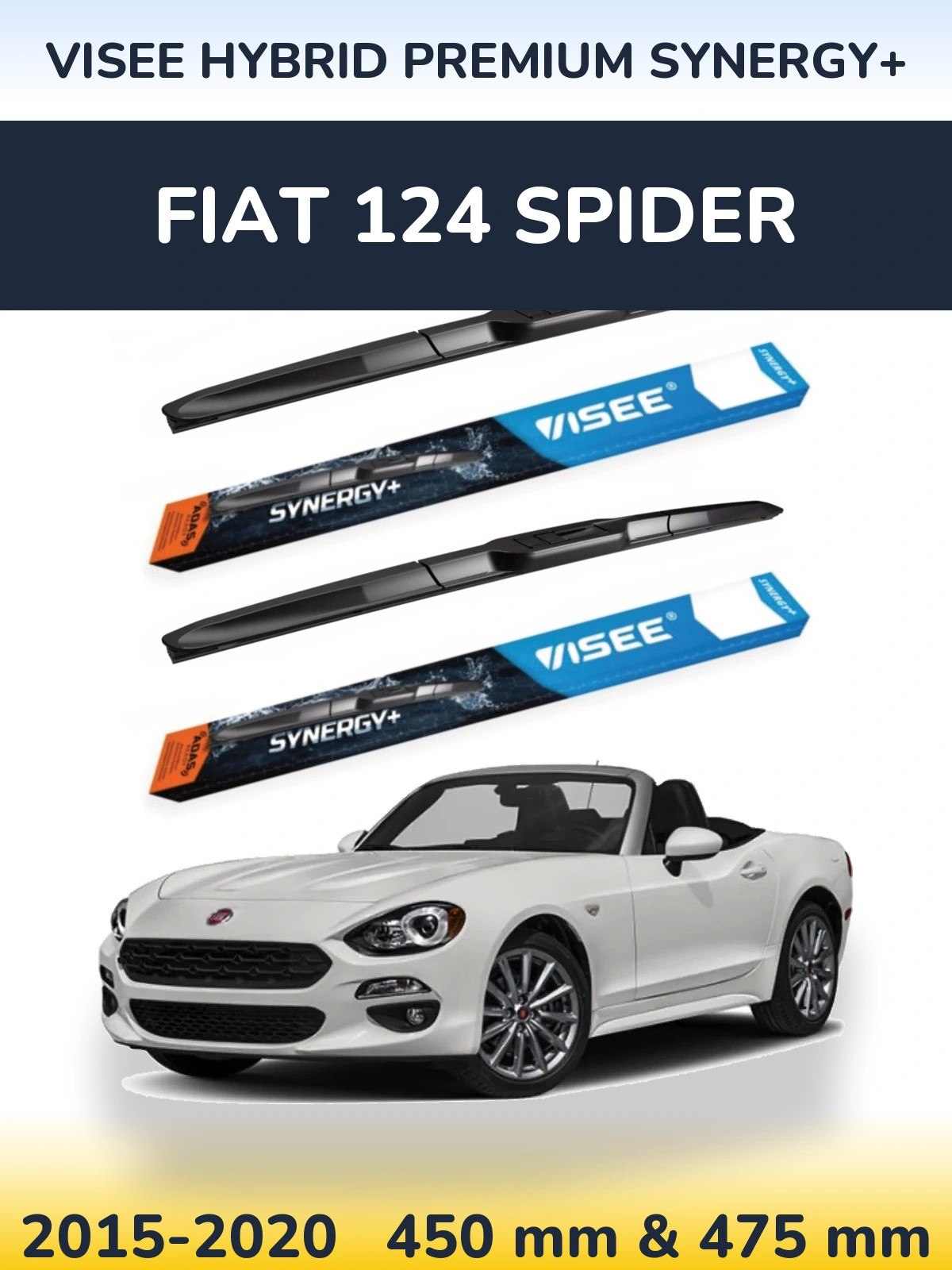 Комплект передних дворников VISEE HYBRID PREMIUM SYNERGY+ 450 & 475 мм для Fiat 124 Spider 2015-2020